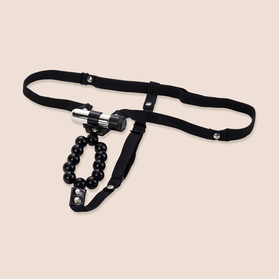 CalExotics Vibrating Lover's Thong with Stroker Beads | Removable Bullet Vibrator | Sensual Underwear for Couples Play & Intimate Moments