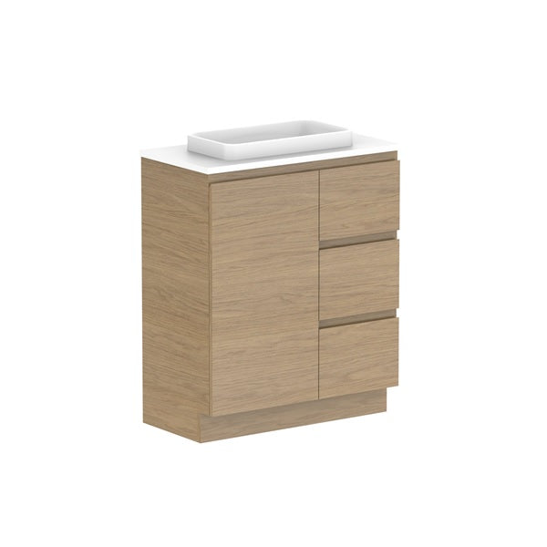 ADP Glacier Pro Ensuite Door and Drawer Trio Vanity with Solid Surface Top - Modern Bathroom Vanity Set with Storage for Home & Hotel Use