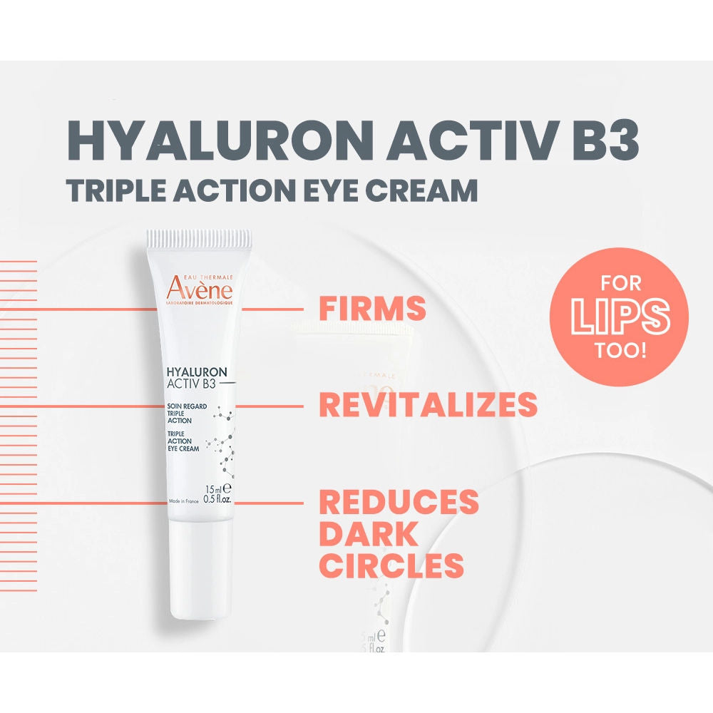 Hyaluron Activ B3 Triple Action Eye Cream for Dark Circles, Wrinkles & Puffiness - Anti-Aging Eye Treatment for Day & Night Use