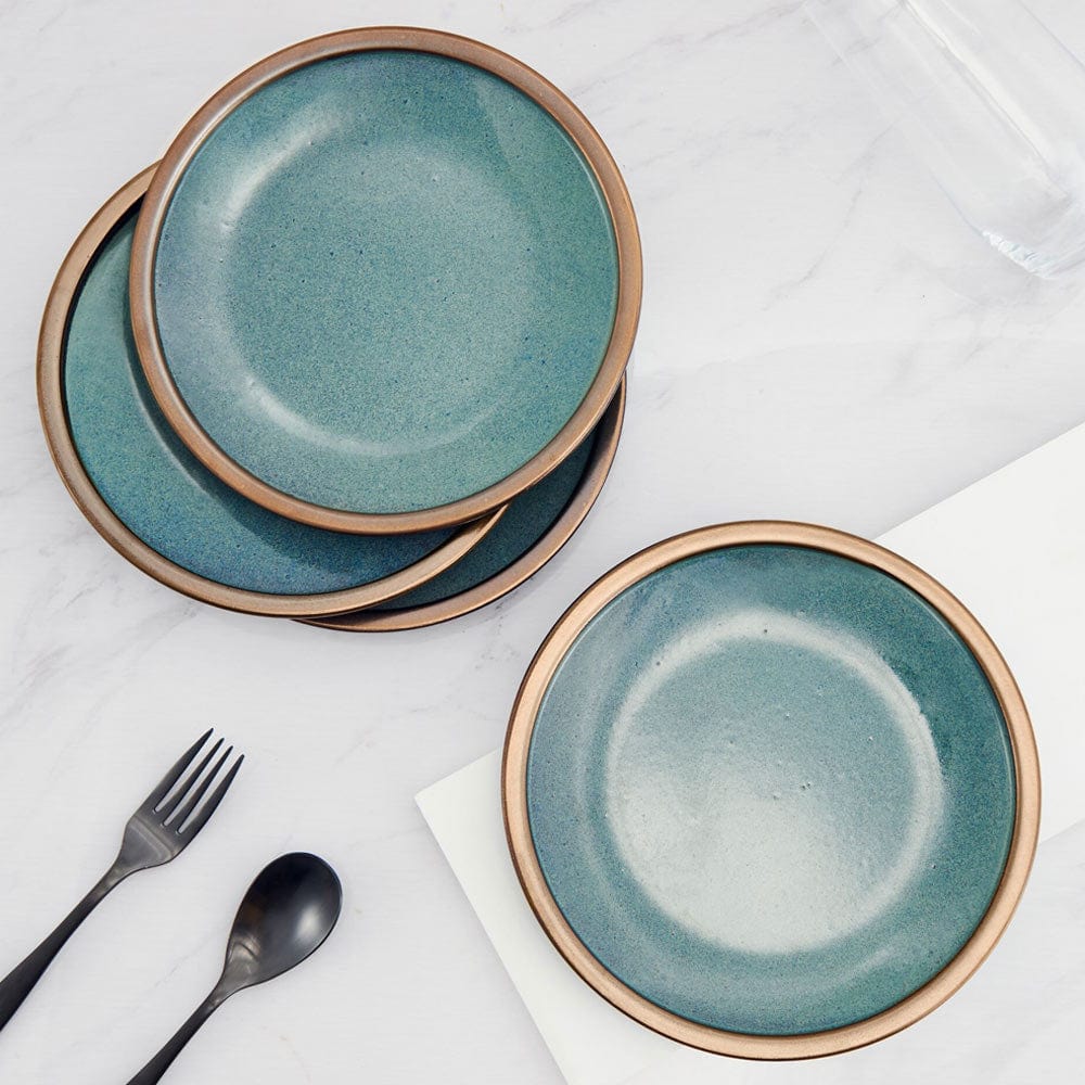 Barrett Green 4-Piece Dinner Plate Set - Elegant Ceramic Plates for Dining, Entertaining & Everyday Use - Perfect for Home, Restaurants & Special Occasions