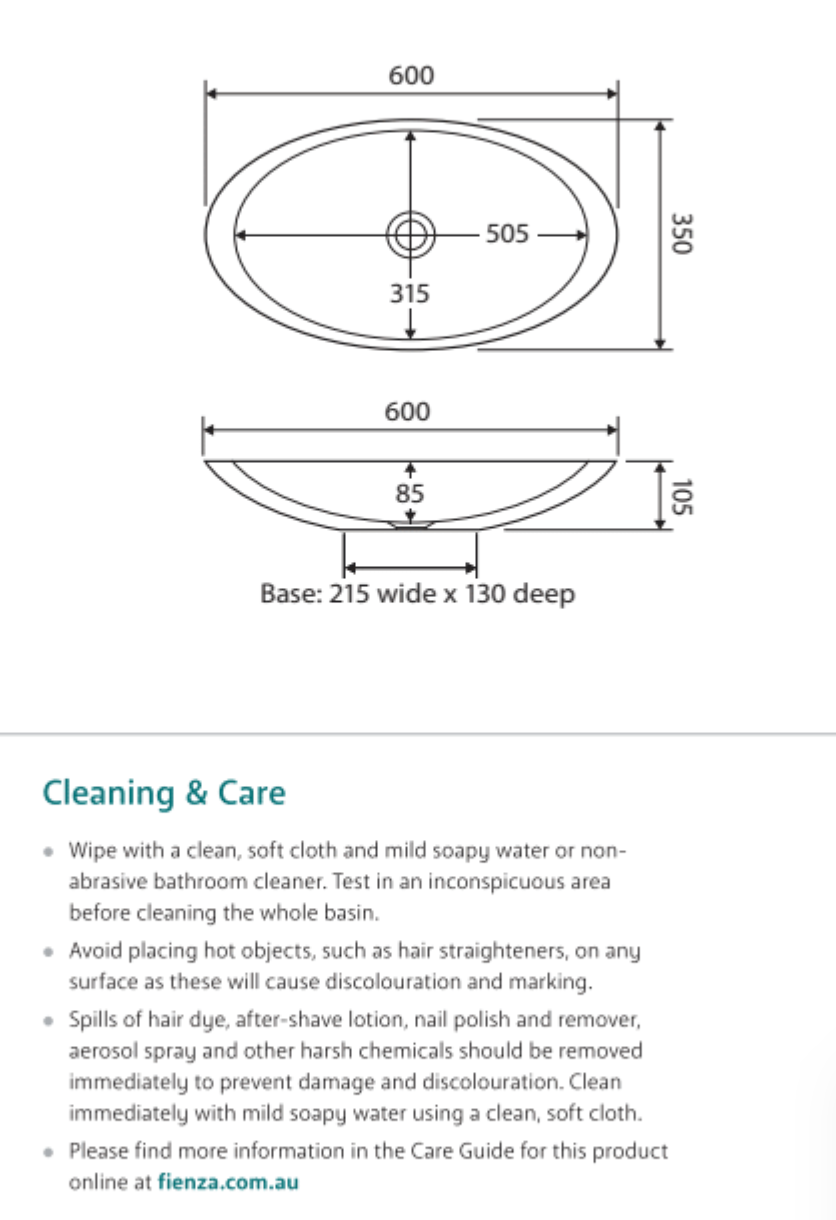 Fienza CSB01 Matte White Above Counter Solid Surface Bathroom Sink - Modern Vanity Basin for Bathroom, Powder Room & Guest Bath Remodel
