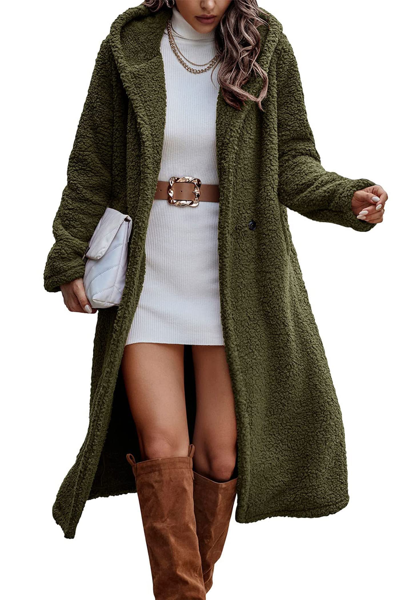 PRETTYGARDEN Women's Winter Coats - Fuzzy Fleece Long Hooded Jacket for Cold Weather, Outdoor Activities & Casual Wear