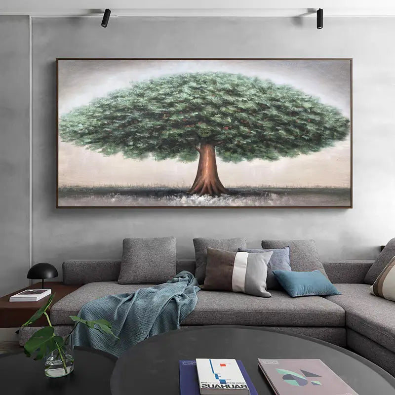 Beautiful Flower and Tree Painting #FT023 - Handmade Canvas Art for Home Decor, Living Room, Bedroom & Office Wall