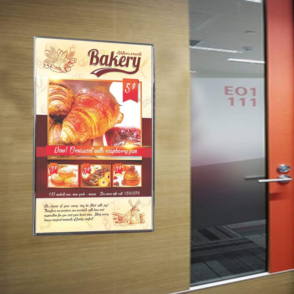 8.5 x 11 Clear Acrylic Wall Mount Sign Holders with Strong Tape Adhesive - 8 Pack for Office, Home, Store & Restaurant - Perfect for Menu Boards, Flyers, Notices and Promotional Displays