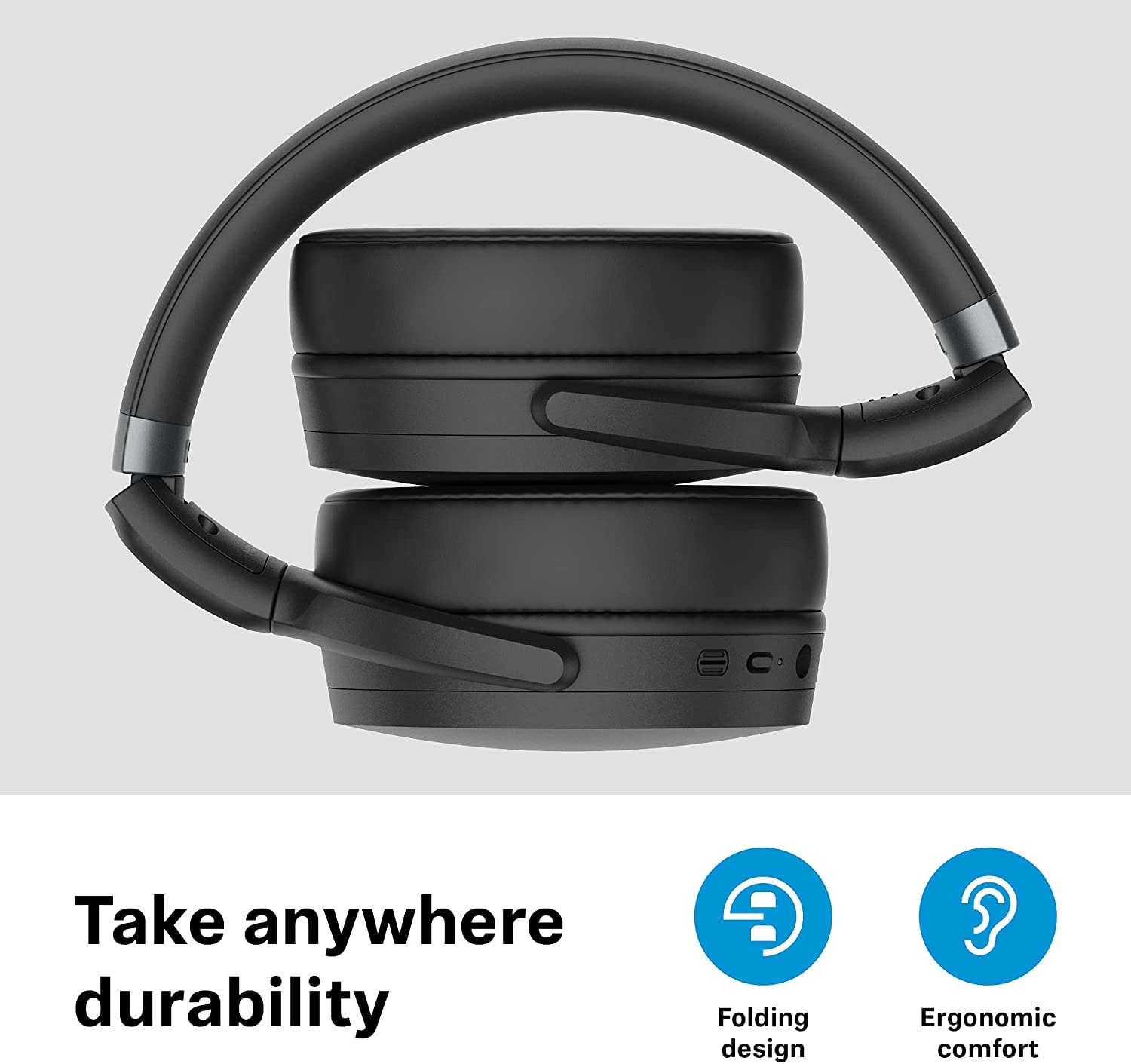 Sennheiser HD 450SE Wireless Bluetooth 5.0 Headphones with Alexa Built-in - Active Noise Cancelling Over-Ear Headphones, 30H Battery Life, USB-C Fast Charging, Foldable Design for Travel & Commuting - Black