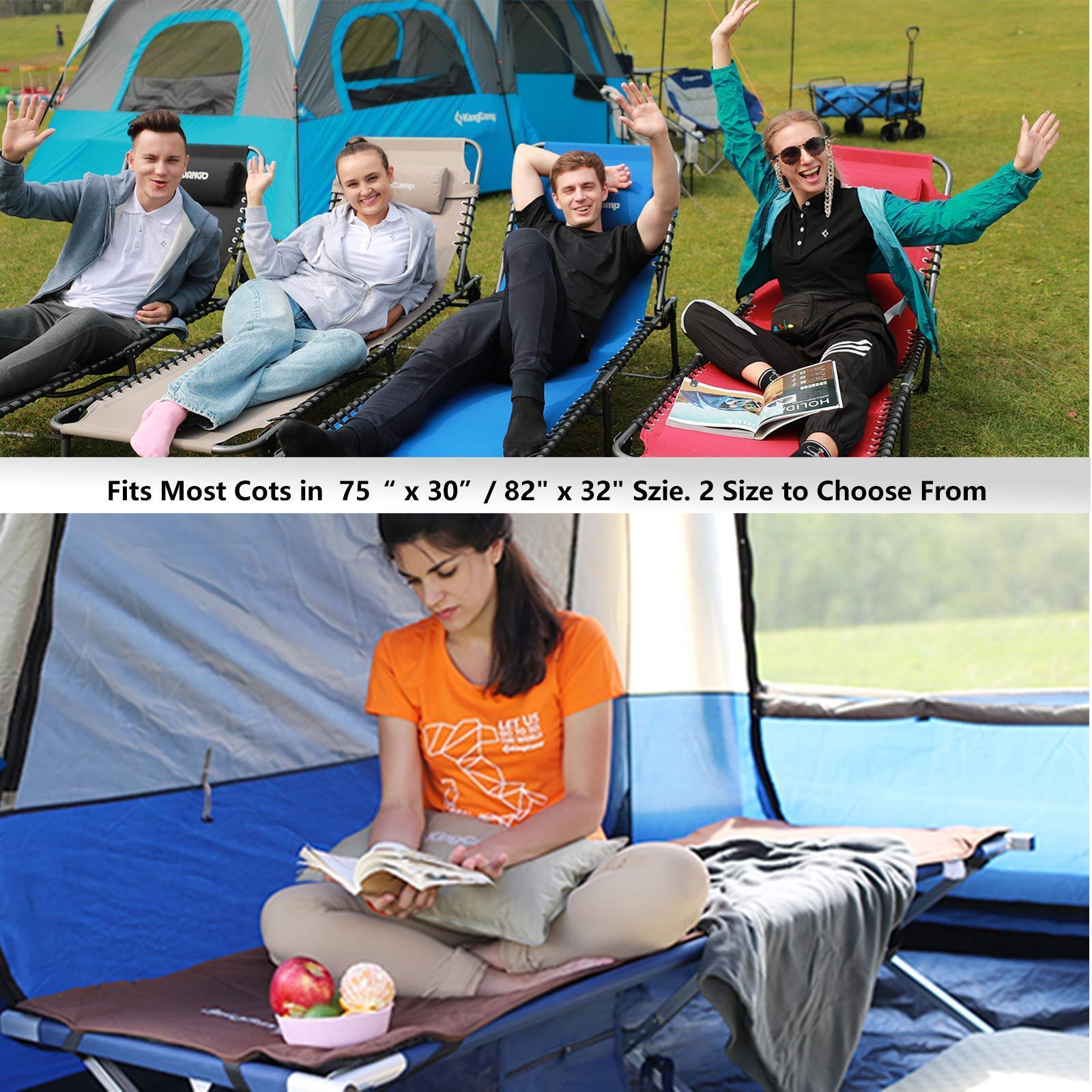 KingCamp Heavy Duty Folding Camping Cot with Comfortable Foam Topper - Portable Outdoor Bed for Camping, Hiking & Backpacking