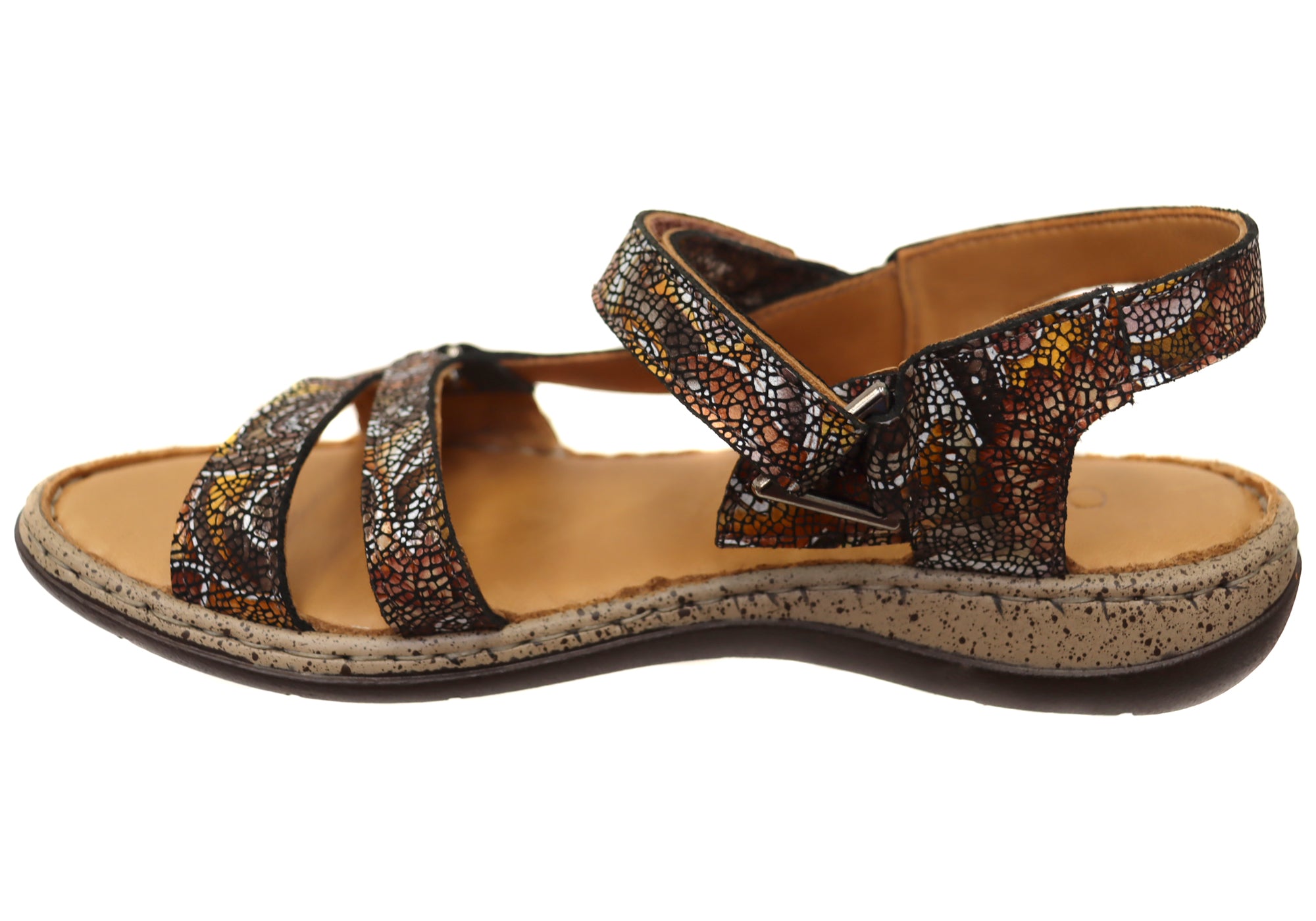Orizonte Floral Women's Comfortable European Leather Sandals - Stylish Summer Casual Sandals for Beach, Vacation & Everyday Wear
