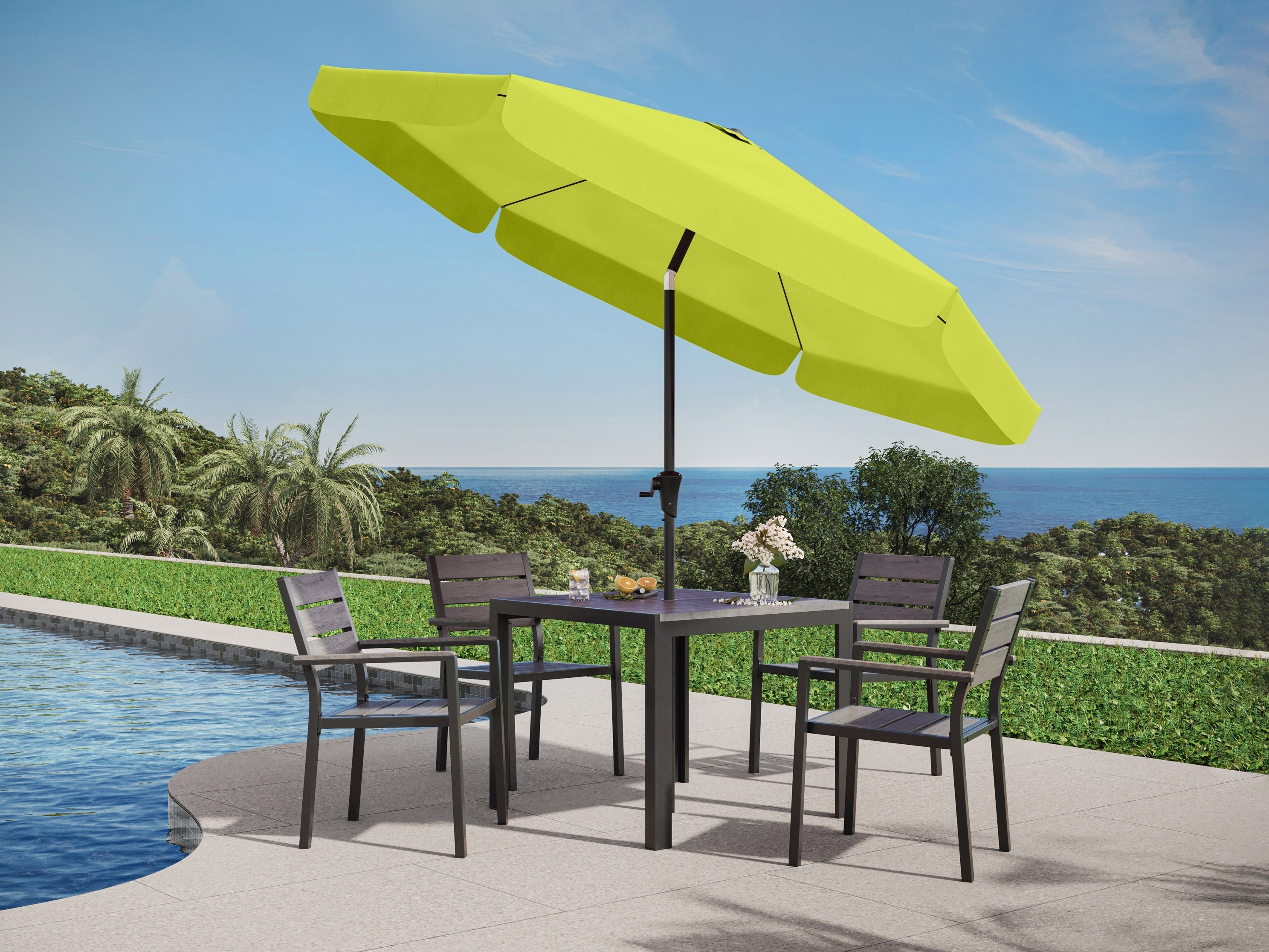 10ft Round Lime Green Patio Umbrella - Outdoor Sun Shade for Pool, Garden, and Backyard - UV Protection & Water Resistant