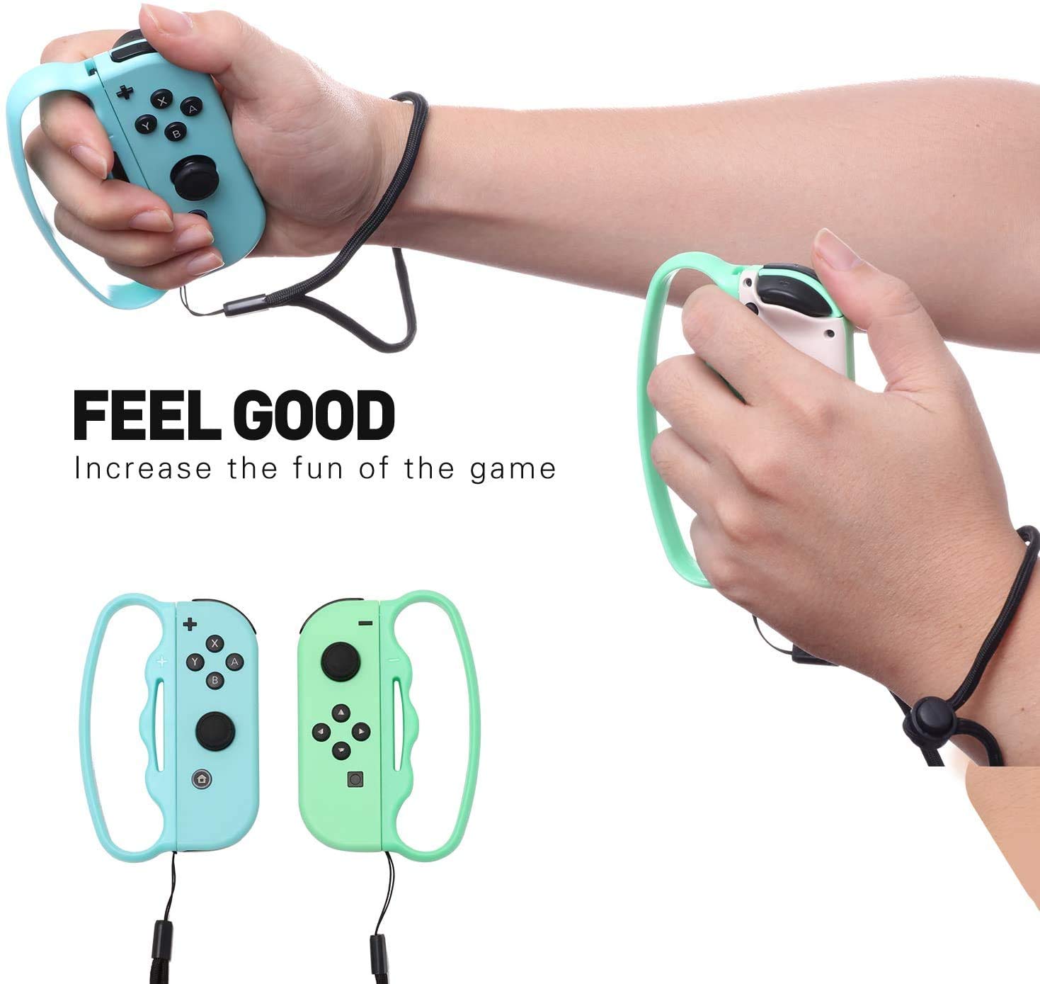 2PCS Fitness Boxing Finger Grip Handle for Nintendo Switch Joy-Con - Blue & Green - Enhance Your Workout & Gaming Experience - Perfect for Home Fitness & Interactive Gaming