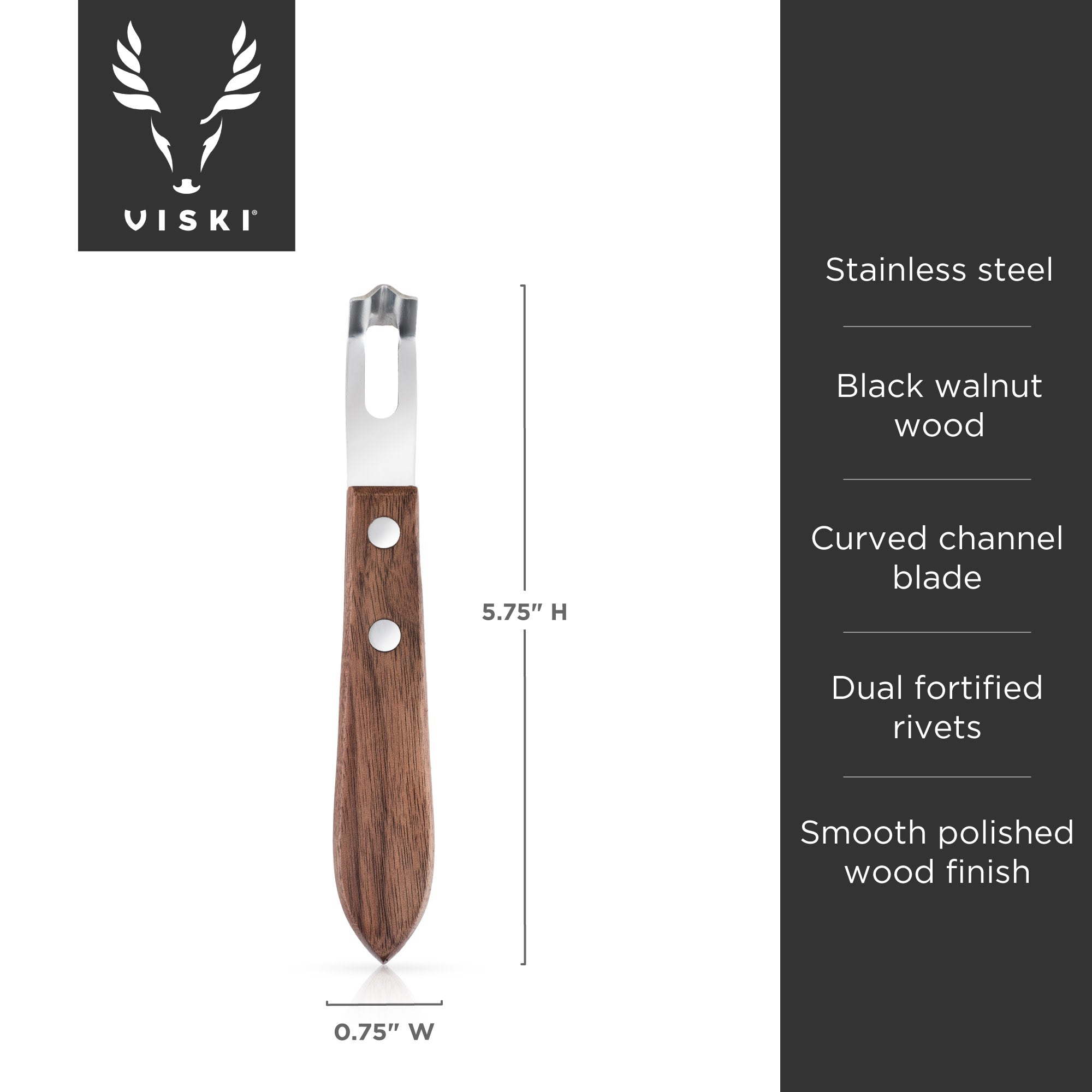 Premium Channel Knife with Walnut Wood Handle - Professional Chef's Tool for Precise Vegetable & Fruit Cutting | Ideal for Kitchen, Restaurants & Culinary Schools