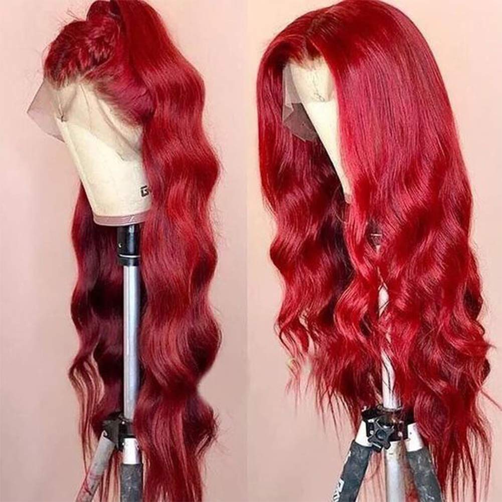 13x6 Deep Part Lace Front Wig 14 Inch - 130% Density Brazilian Human Hair with Baby Hair | Red Body Wave Lace Front Wigs for African American Women | Perfect for Daily Wear, Parties, and Special Occasions