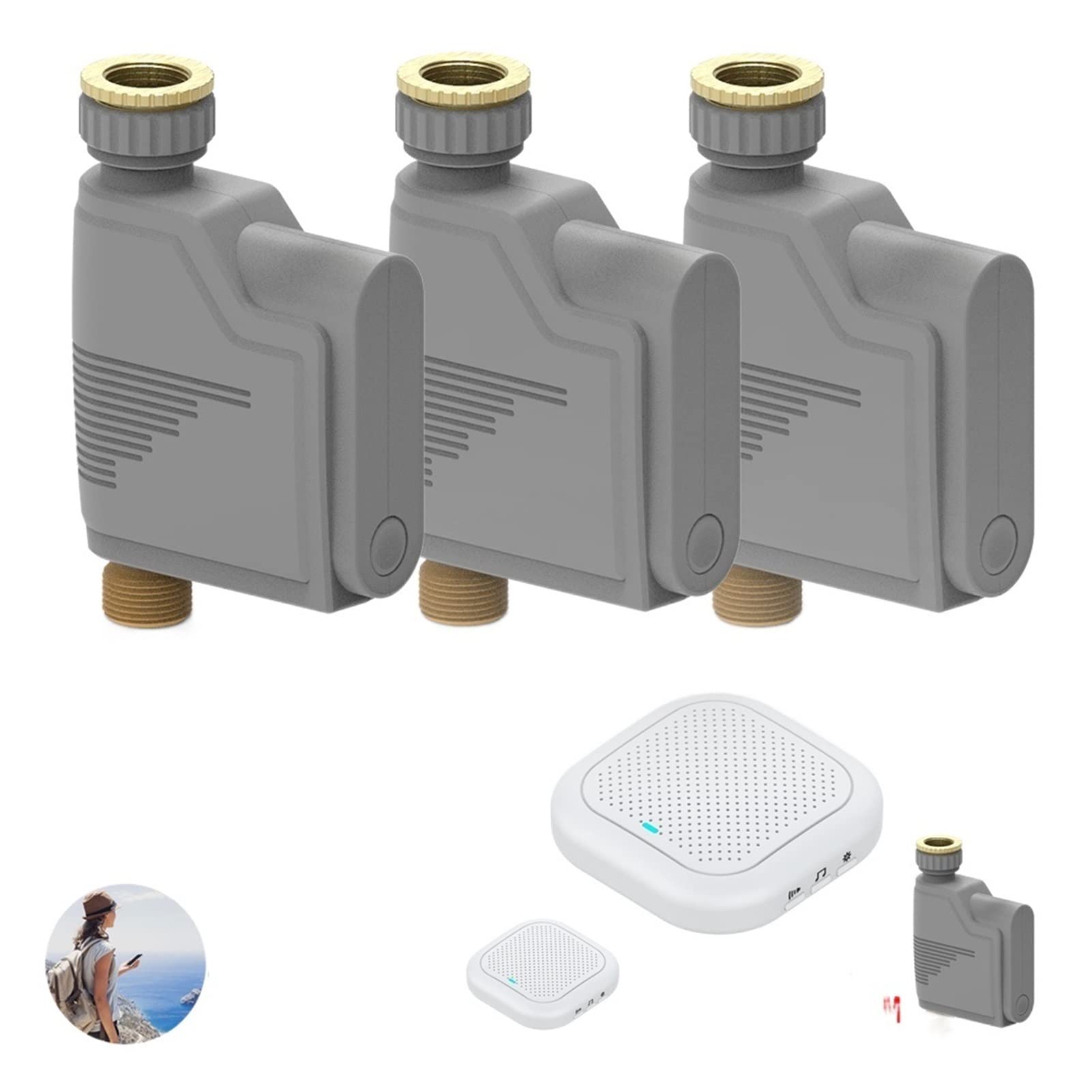 Smart WiFi Water Valve Controller - Automatic Drip Irrigation Timer with Flow Statistics & Bluetooth, 3PCS Hub for Garden Lawn Plant Watering System | Perfect for Smart Home, Greenhouse & Outdoor Sprinkler Control