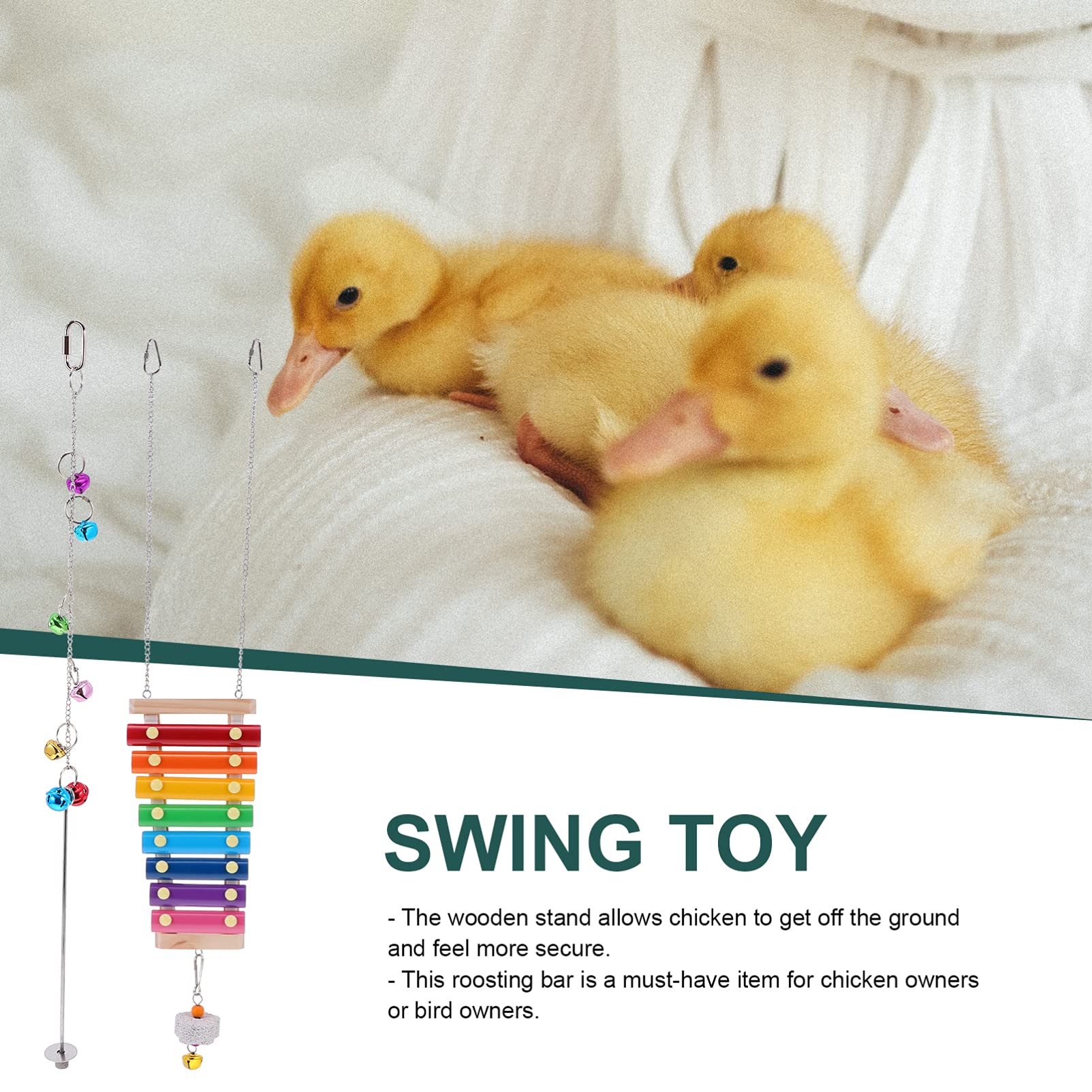 Balacoo 3-Piece Stainless Steel Bird Swing Toy Set - Chicken Swing, Parrot Chewing Toy & Pecking Stand for Cage - Durable Pet Toys for Parrots, Chickens & Poultry - Perfect for Play, Exercise & Mental Stimulation