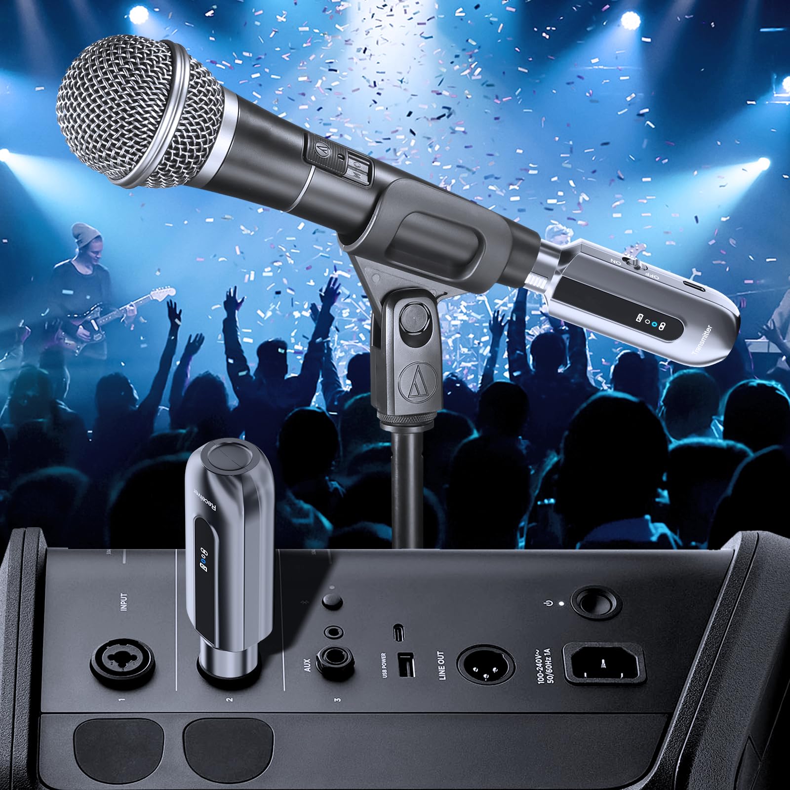 2.4GHz Wireless Microphone System - XLR Wireless Transmitter & Receiver for Dynamic/Condenser Mics - Professional Audio Equipment for Live Performances, Church PA Systems & Studio Recording