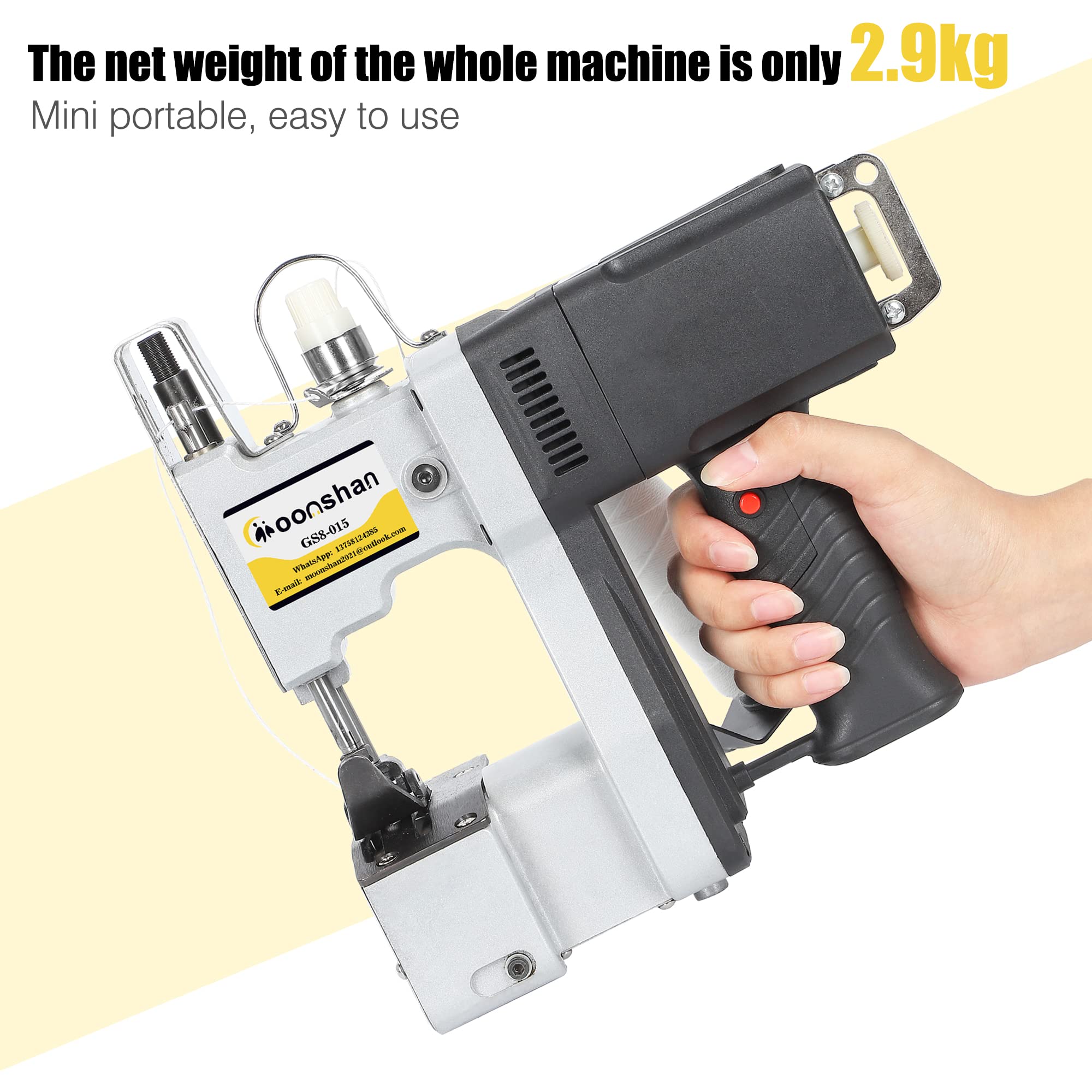 Portable Automatic Bag Sewing Machine - 6.4Lbs Lightweight Bag Closer for Woven Bags, Non-woven Fabrics & Leather | Ideal for Packaging, Shipping, Warehouse & Factory Use