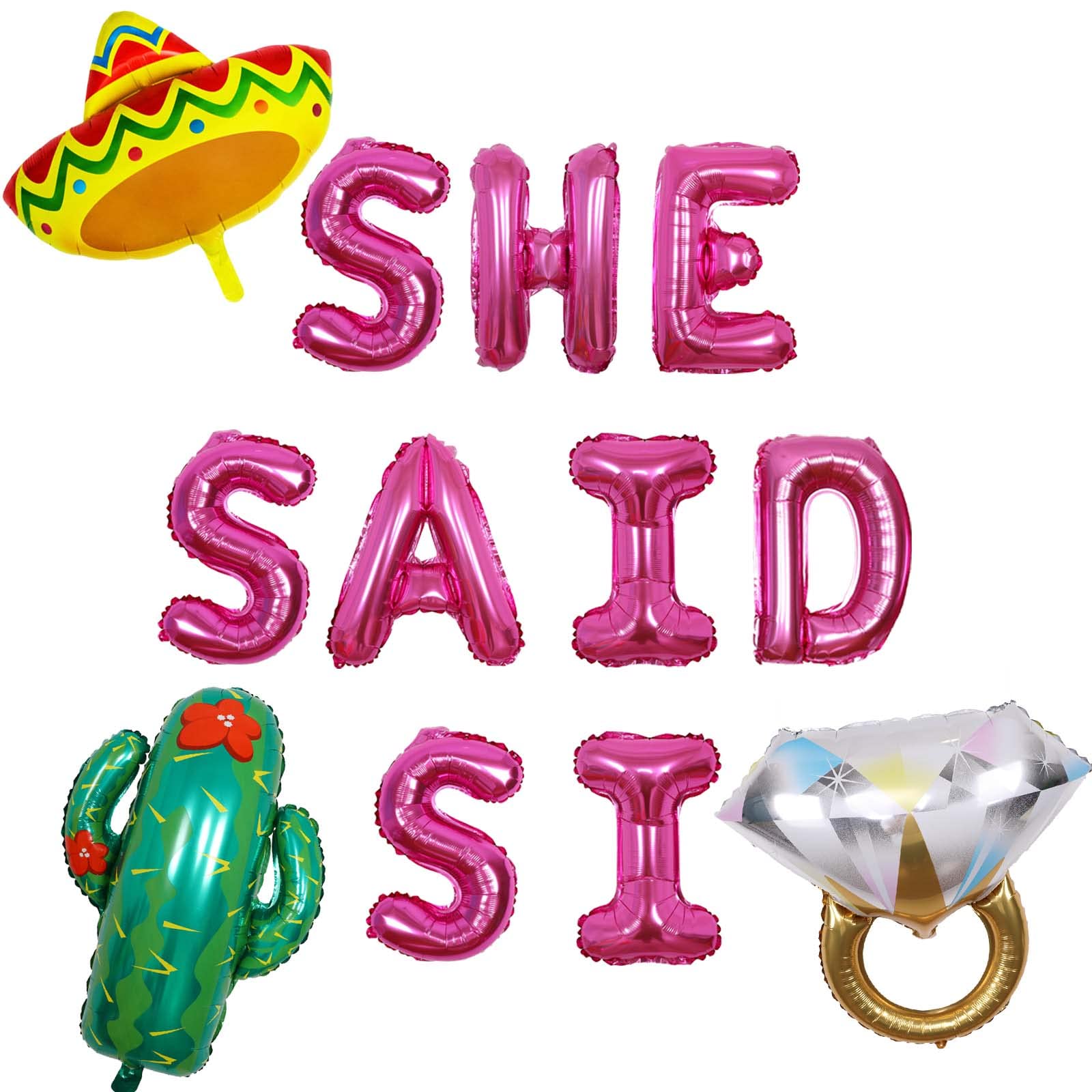Elegant Rose Gold & Red Cactus Fiesta Party Decorations - She Said Si Balloons Banner, Foil Balloons, Fiesta Hats for Bachelorette, Mexican Wedding, Bridal Shower & Engagement Parties - Perfect for Instagram-Worthy Celebrations and Themed Events