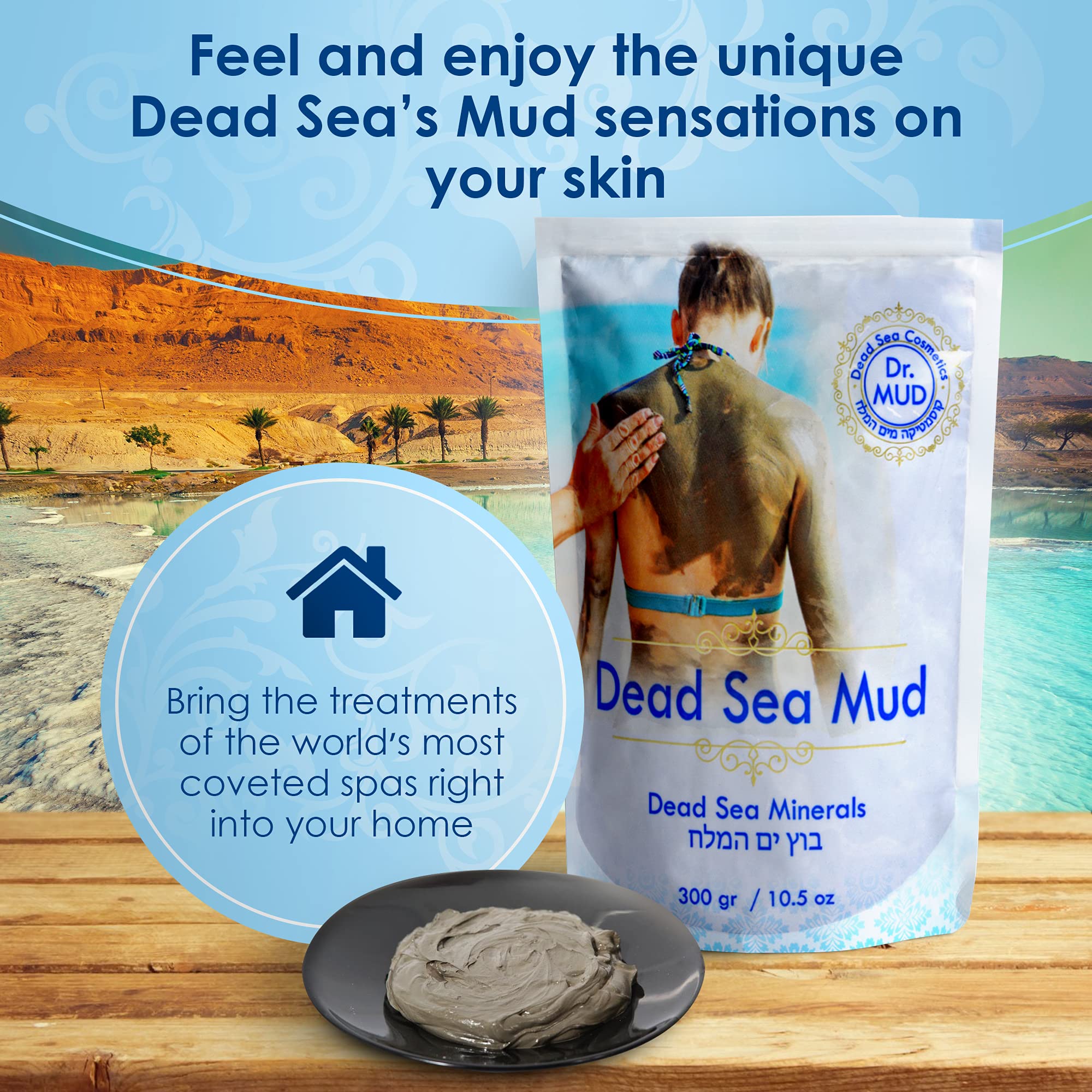Dr. Mud's Dead Sea Mud Body Mask – 10.5 Oz Natural Black Clay Treatment with Dead Sea Minerals for Deep Cleansing & Detox – Skin Care Beauty Mask for Men & Women – Perfect for Spa Days & At-Home Self-Care (600g)