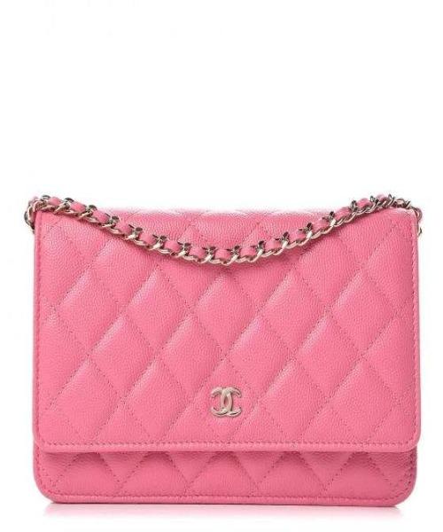 Chanel Quilted Caviar Leather Wallet On Chain Crossbody Bag in Pink - Perfect for Evening Events, Parties & Date Nights