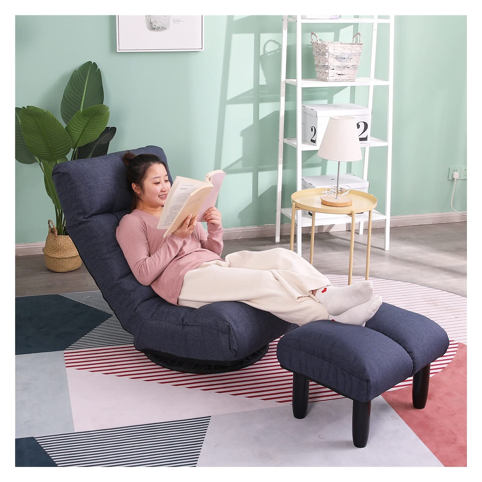 WHNB Adjustable Floor Recliner Chair - Japanese Style Tatami Sofa for Living Room, Bedroom & Balcony - Ergonomic Lazy Reclining Chair for Reading, Gaming & Relaxation