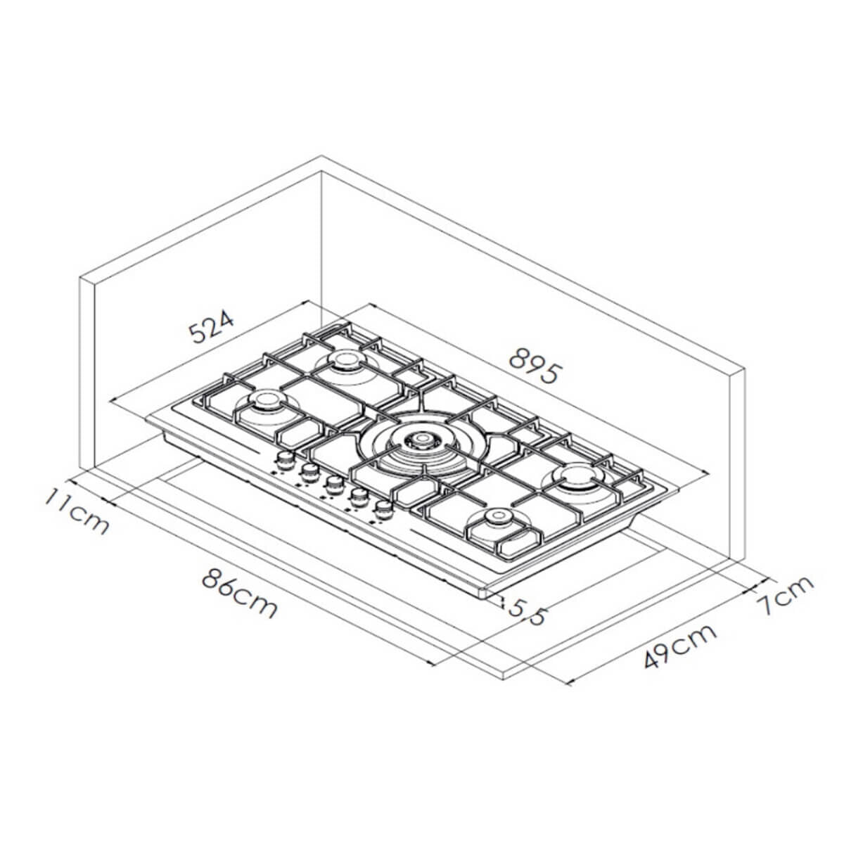Beko BCT90GG1 90cm Black Tempered Glass Gas Cooktop - 5 Burner Gas Stove for Modern Kitchen | Fast Cooking & Even Heat Distribution | Perfect for Home Chefs & Large Families