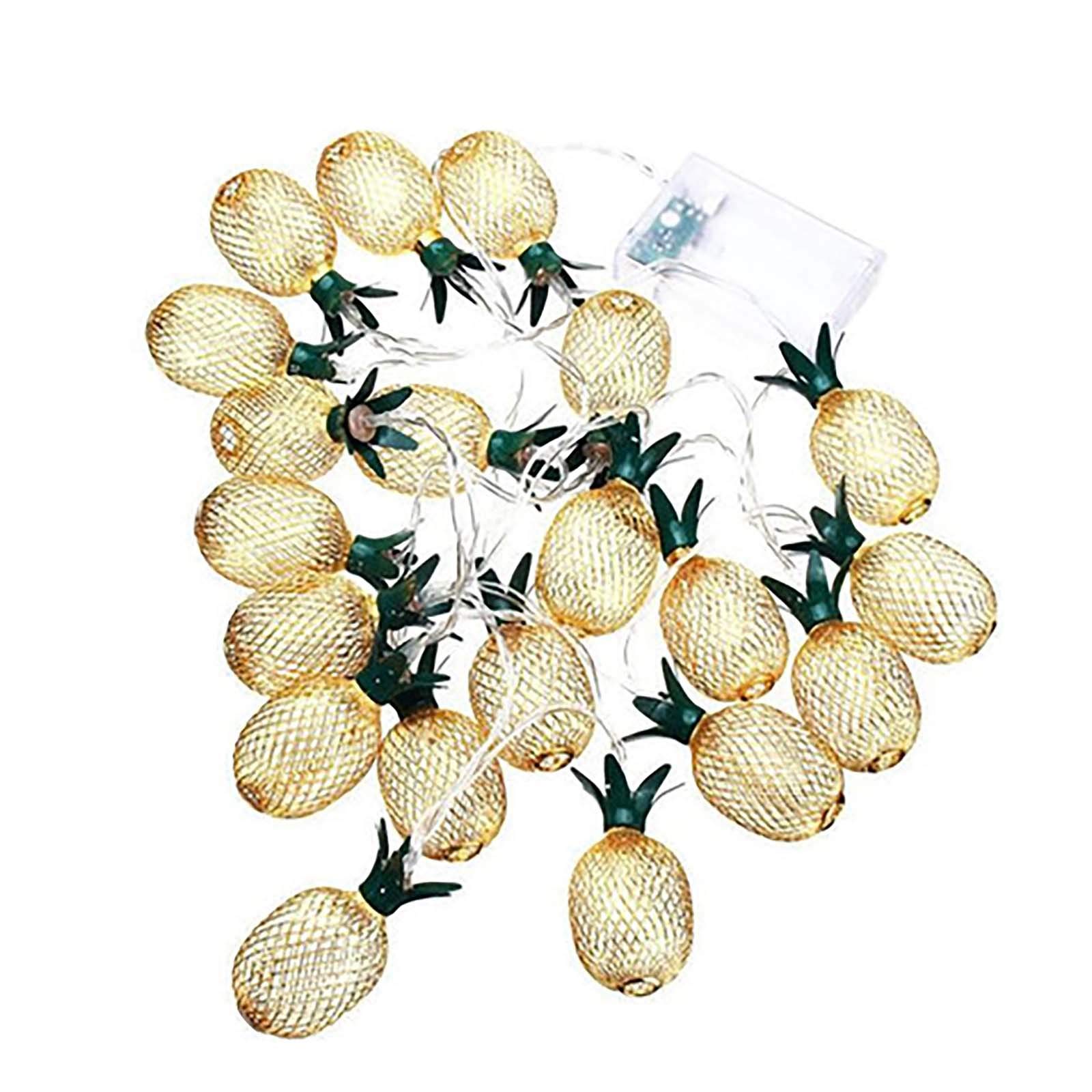 Golden Pineapple LED String Lights - 10 Ft Battery Operated Multicolor Fairy Lights for Christmas, Outdoor Decor, Parties, Weddings, and Home Ambiance