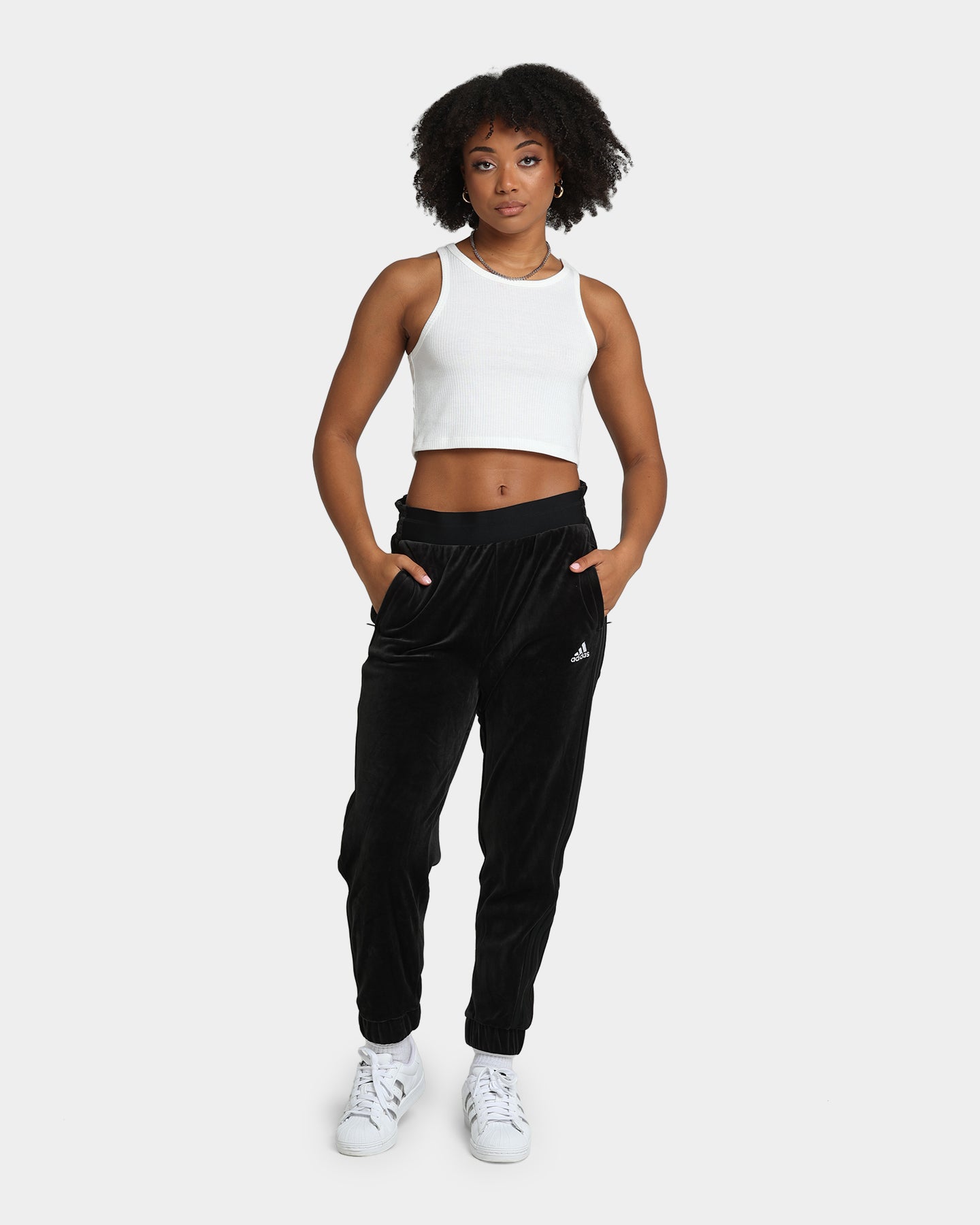 Adidas Women's Velour Sweatpants - Soft Lounge Pants for Women, Black - Perfect for Yoga, Running & Casual Wear