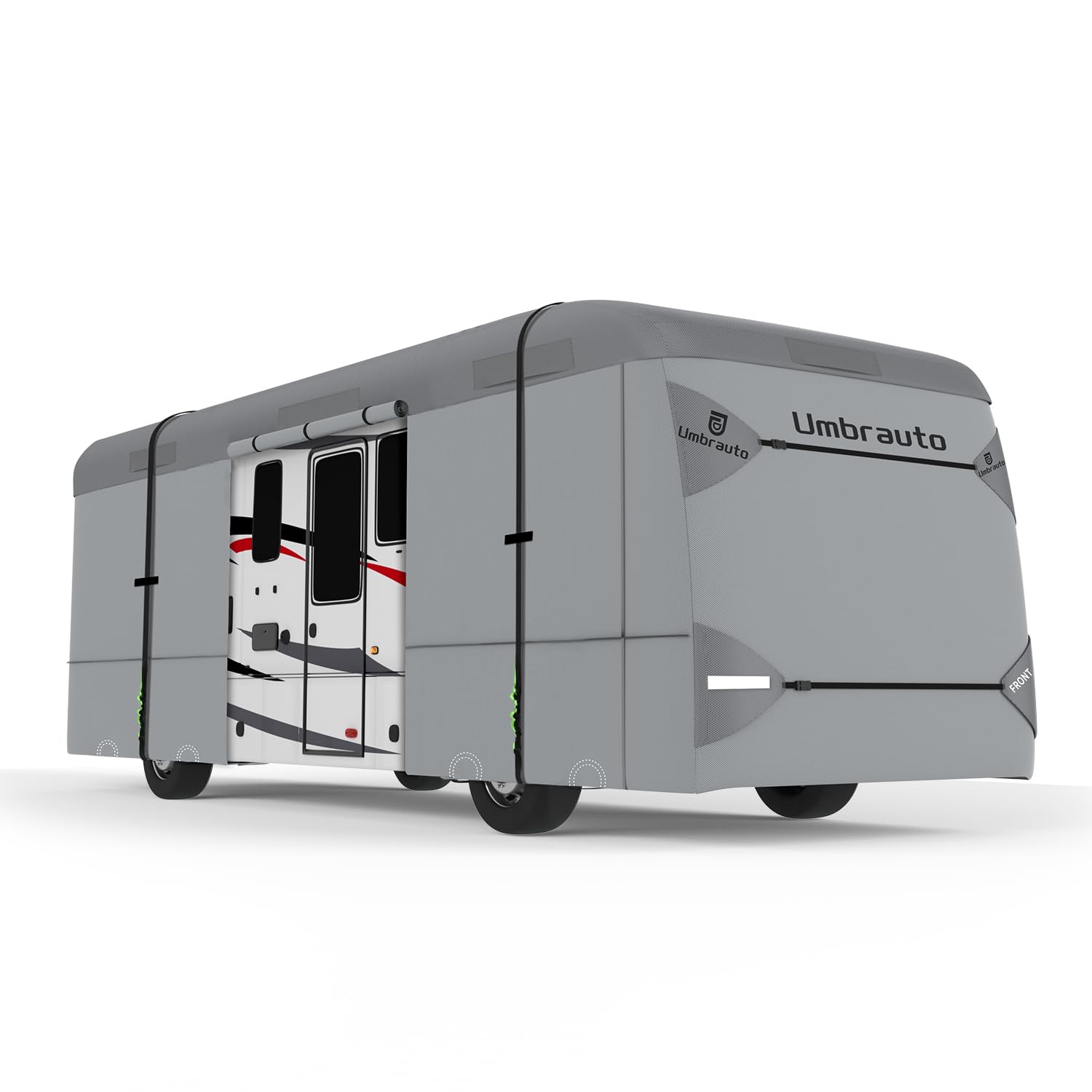 2024 Upgraded Umbrauto Class A RV Cover - 7-Layer Anti-UV, Windproof Motorhome Cover for 31'-34' RVs | Includes 2 Extra Straps, Repair Patches & 6 Gutter Covers | Perfect for Outdoor Storage & Winter Protection