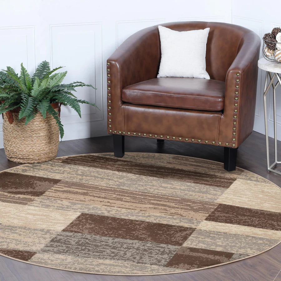 Stylish Rockwood Contemporary Geometric Patchwork Area Rug - Non-Slip Indoor Runner for Living Room, Bedroom & Office Decor