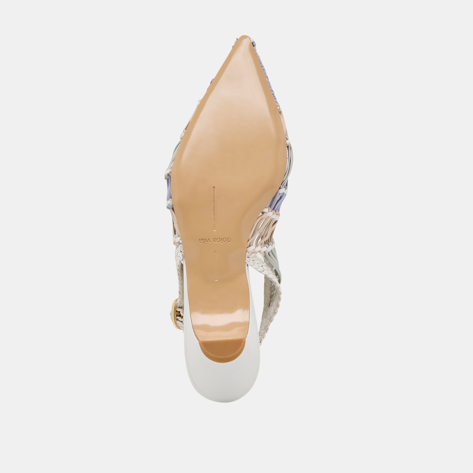 DAFNEY Women's White Multi Woven Leather Heels - Elegant High Heel Pumps for Office, Party & Special Occasions