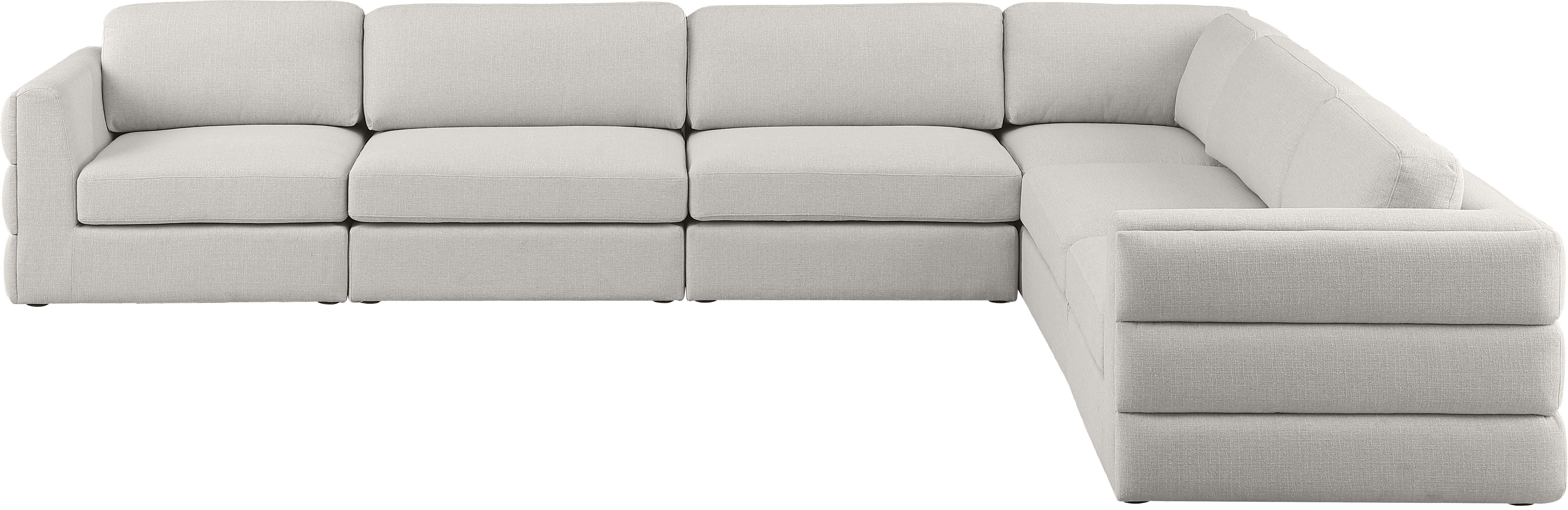 Beckham Durable Linen Textured Fabric Modular Sectional Sofa - Modern L-Shaped Couch for Living Room, Family Room & Home Theater Comfort