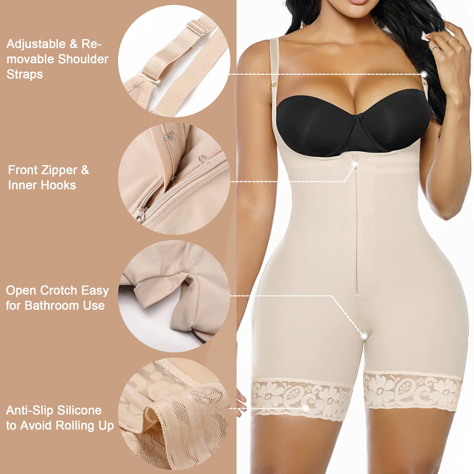 YIANNA Colombian Shapewear for Women - Postpartum Tummy Control Body Shaper, Butt Lifter Bodysuit - Slimming Waist Trainer for Everyday Wear & Special Occasions