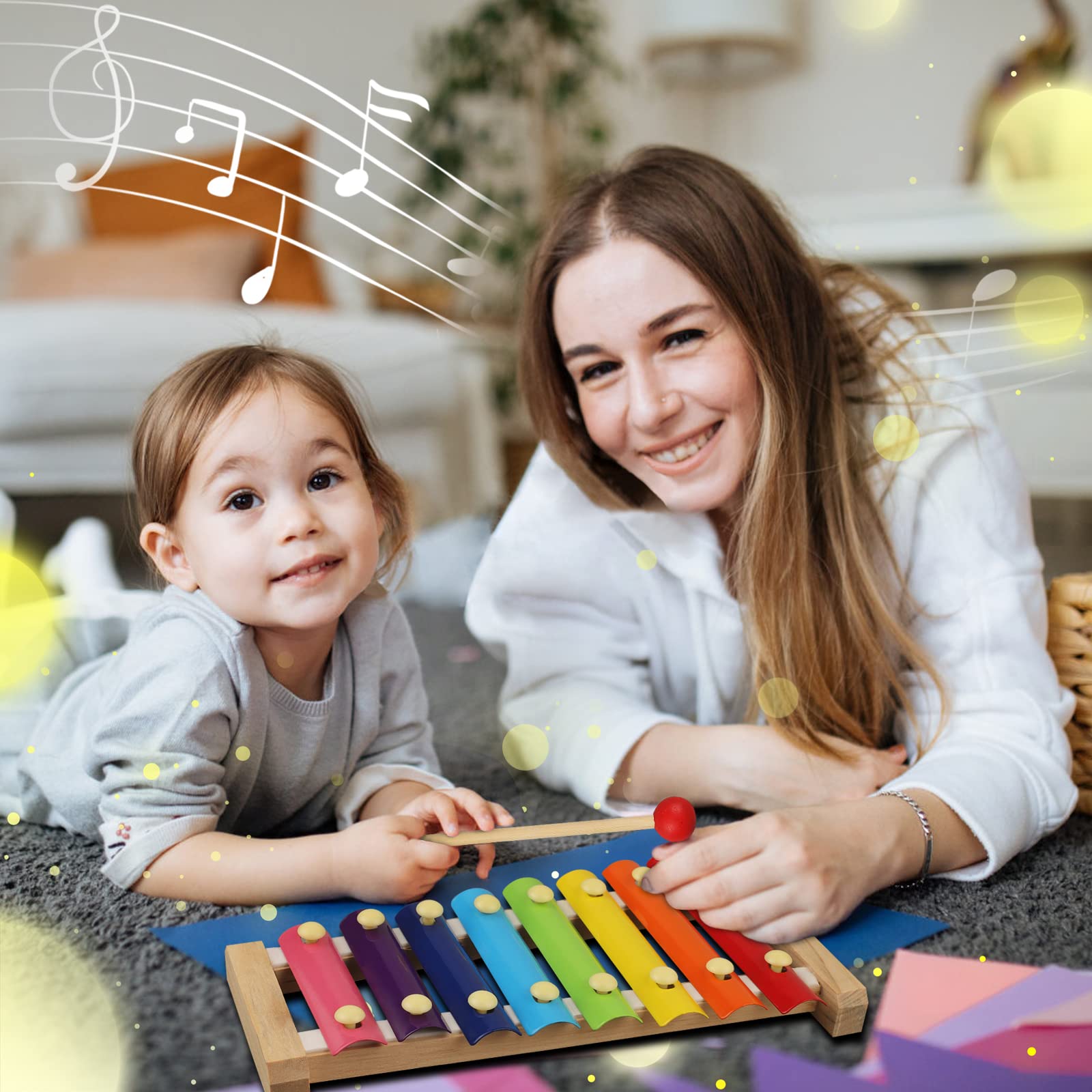 LOOIKOOS Wooden Xylophone for Kids - 8-Note Educational Musical Toy with 2 Mallets | Preschool Learning Instrument for Toddlers & Babies | Perfect for Music Class, Birthday Gifts & Early Childhood Development
