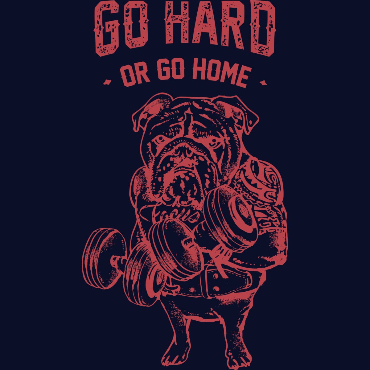 Go Hard or Go Home English Bulldog Graphic T-Shirt for Women & Teens | Vintage Style Cotton Tee | Casual Wear, Street Fashion, Gifts