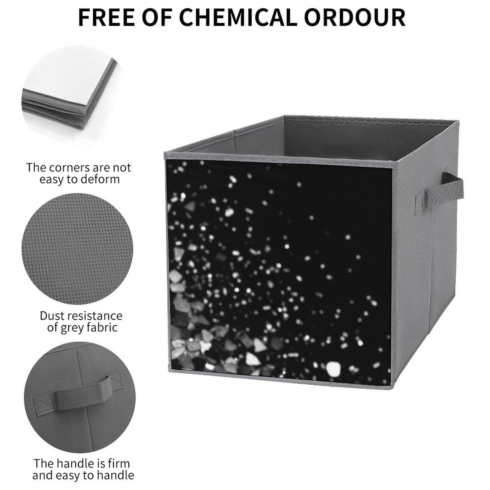 Black & White Glitter Collapsible Storage Bins - 6-Pack Foldable Storage Baskets with Handles, Large Closet Organizer for Clothes, Toys & Home Organization - Perfect for Bedroom, Closet & Kids Room Storage