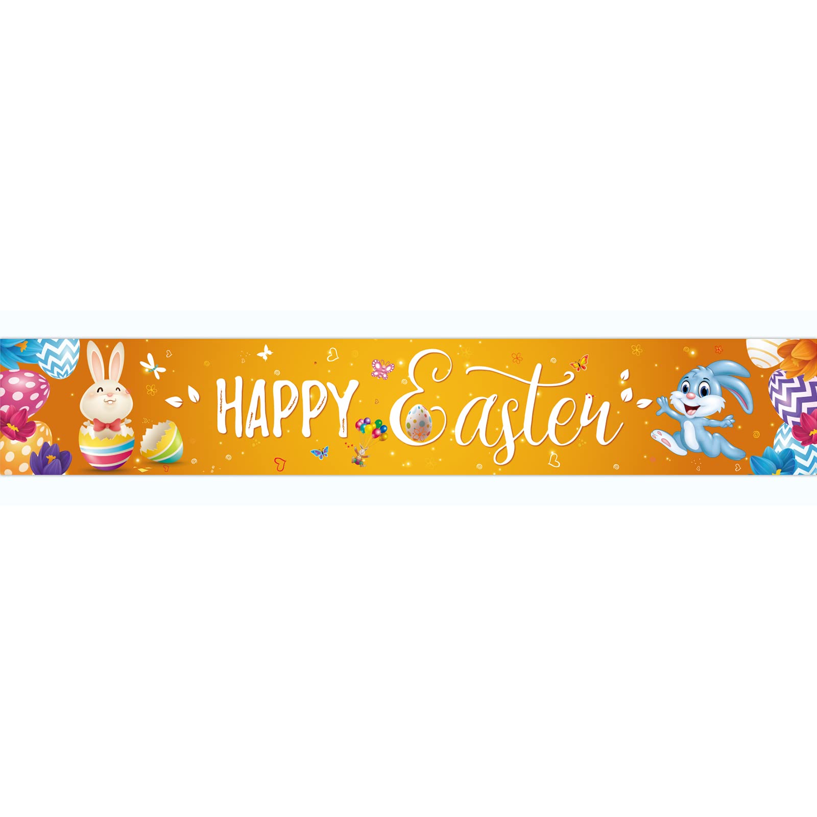 Large Happy Easter Sign Banner - Welcome Spring Easter Party Decor, 9.8 x 1.6 ft Yellow Outdoor/Indoor Lawn Sign & Backdrop for Easter Celebrations, Egg Hunts, Church Events & Spring Festivals