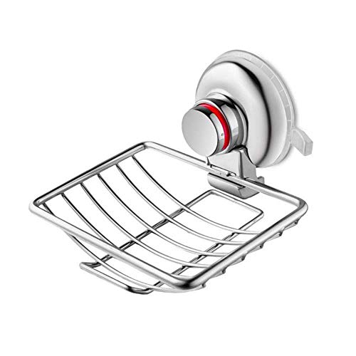 Stainless Steel Wall Mounted Soap Dish with Strong Suction - Rustproof Bathroom Soap Holder for Shower, Kitchen Sink & Vanity (Perfect for Bathroom Organization)