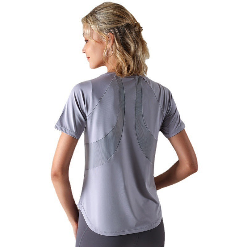 Quick Drying Mesh Stitching Workout Tops for Women - Breathable Athletic Shirts for Running, Yoga & Gym Training
