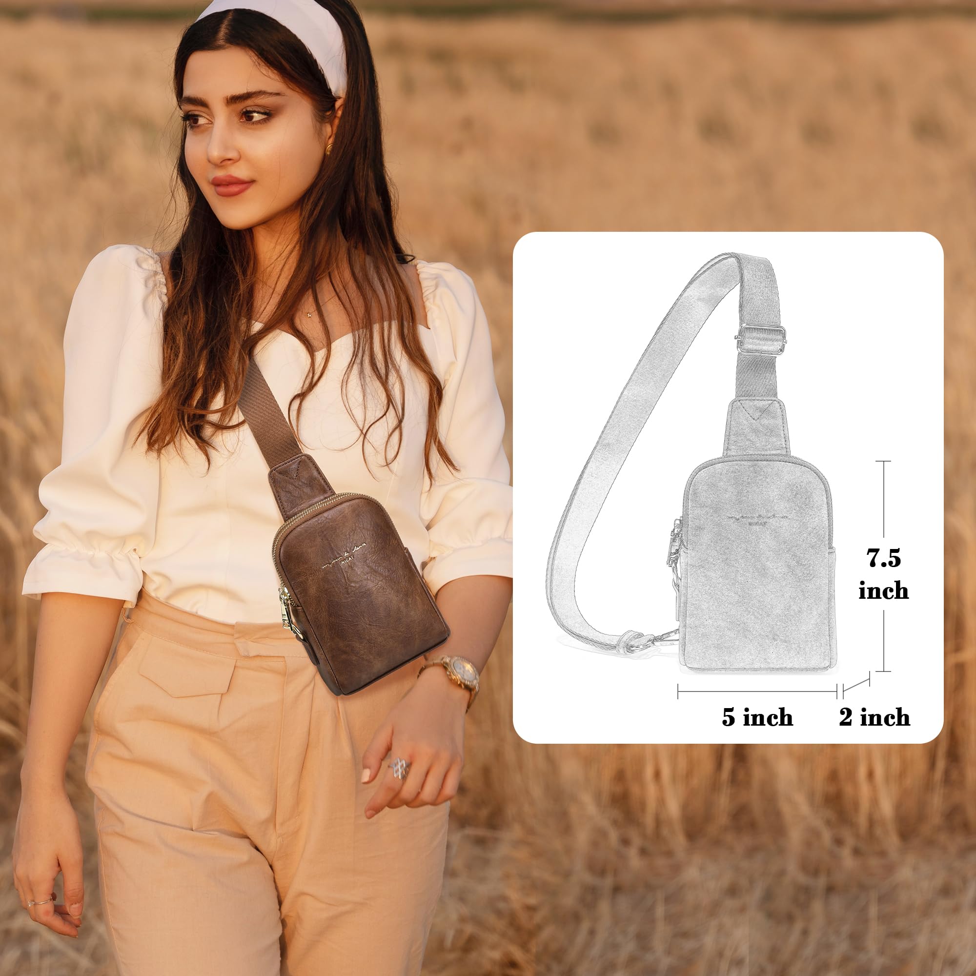 INICAT Genuine Leather Crossbody Bag for Women - Stylish Small Sling Bag with Adjustable Strap, Perfect for Travel, Shopping & Daily Use