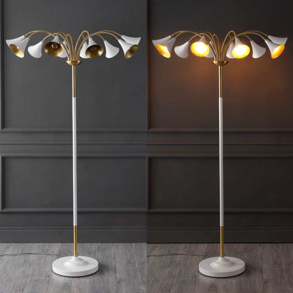 Vivian 61 10-Light Mid Century Modern Iron Medusa Multi-Head LED Floor Lamp - Perfect for Living Room, Bedroom, or Office Lighting Decor