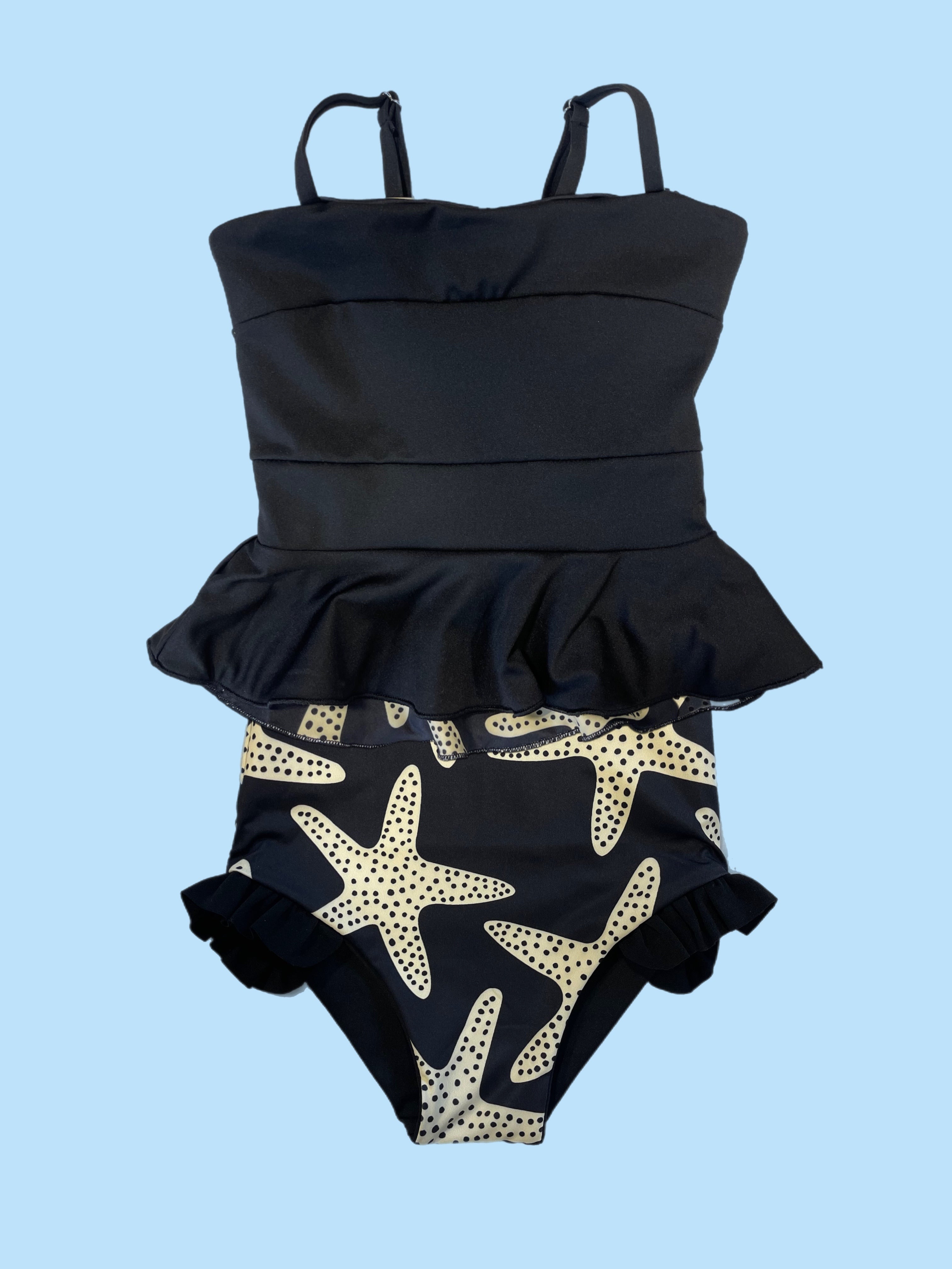 Ava Starfish Reversible Tankini Swimsuit for Girls - 2-in-1 Cute Bathing Suit with Adjustable Straps - Perfect for Pool, Beach & Summer Water Activities