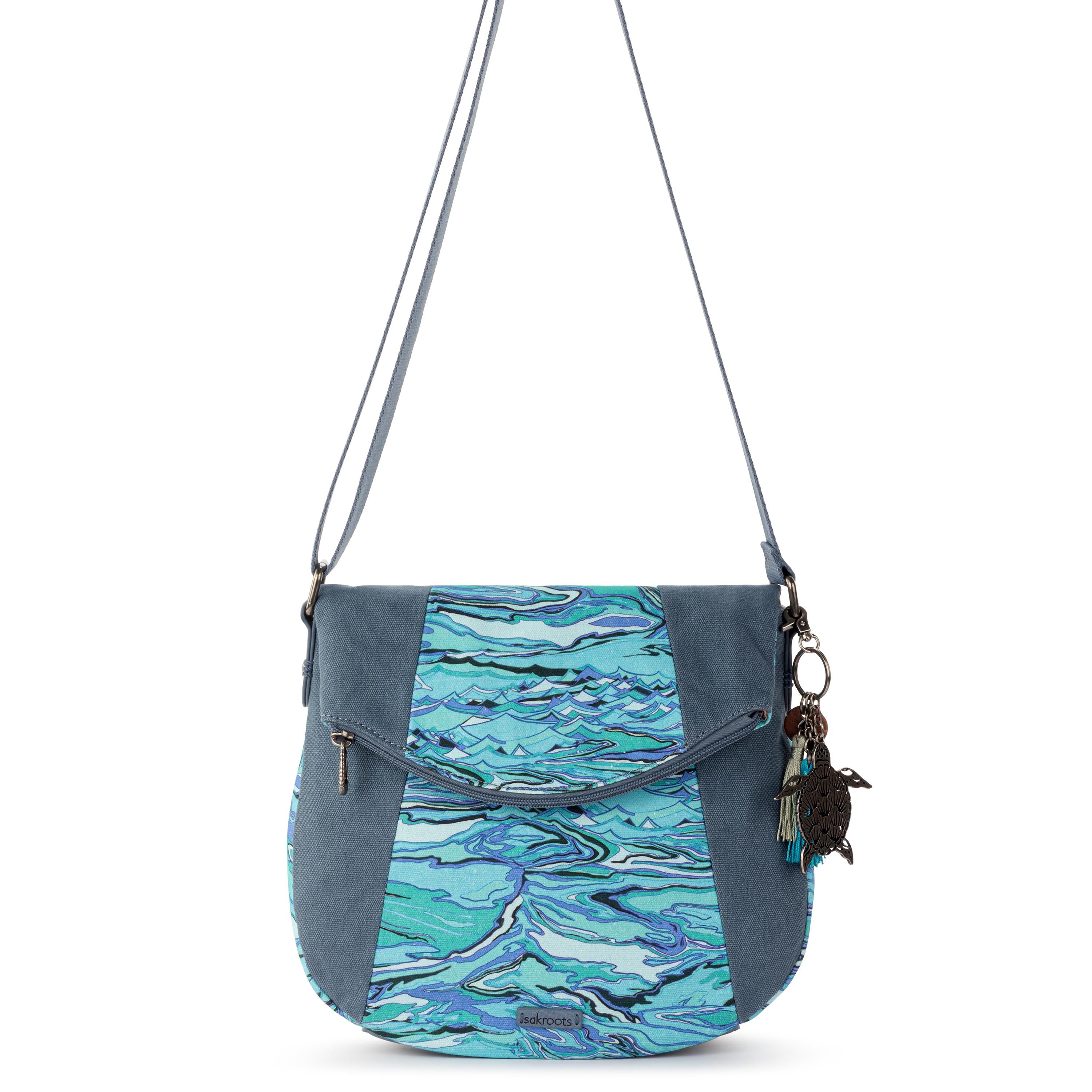Foldover Crossbody Canvas Bag - Stylish & Durable Reef Water Nation Design - Perfect for Travel, Shopping & Everyday Use
