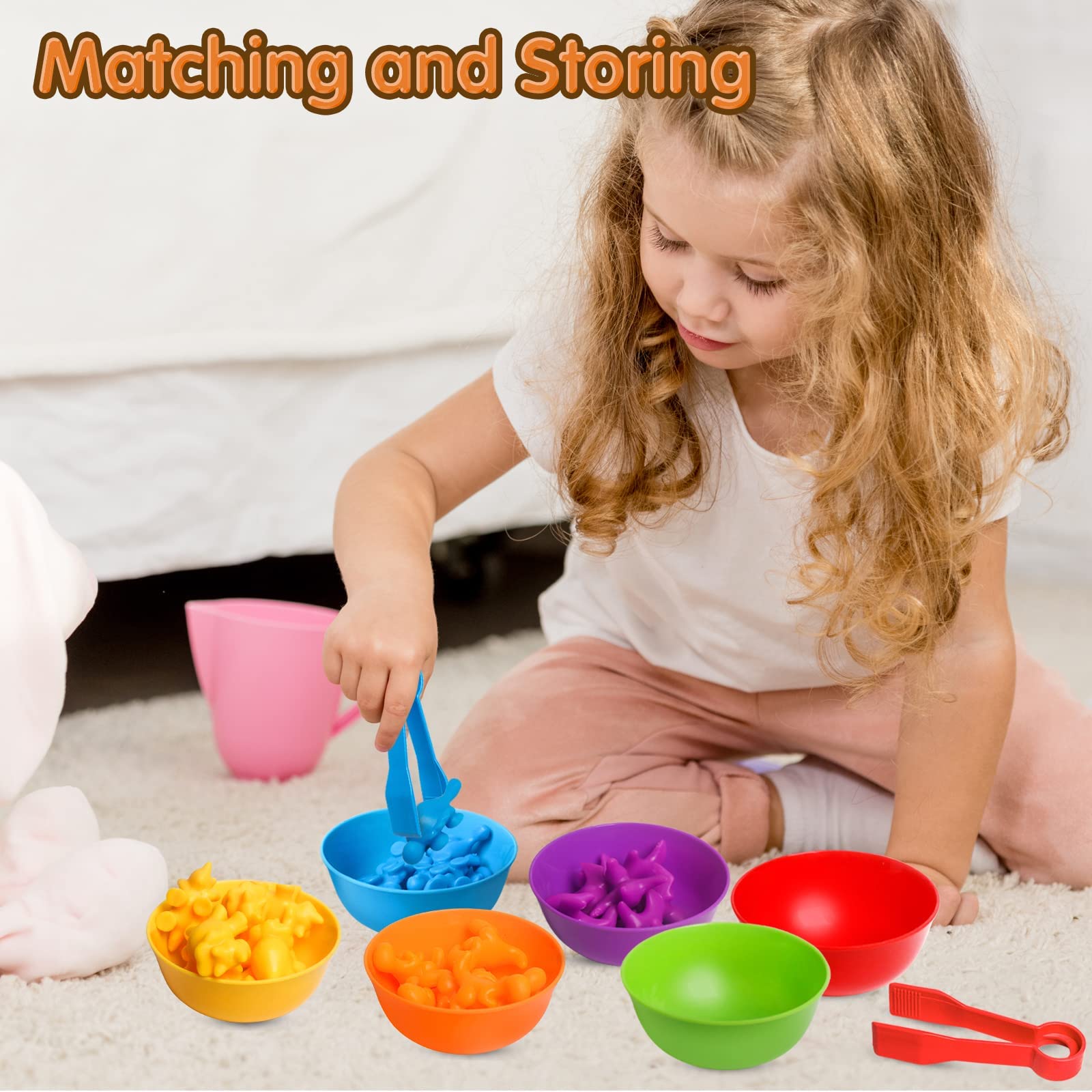 Montessori Counting Dinosaur Toys for Kids Ages 3-5 | STEM Learning Toys with Sorting Bowls | Preschool Educational Math Games for Boys & Girls | Perfect for Classroom, Homeschool & Birthday Gifts
