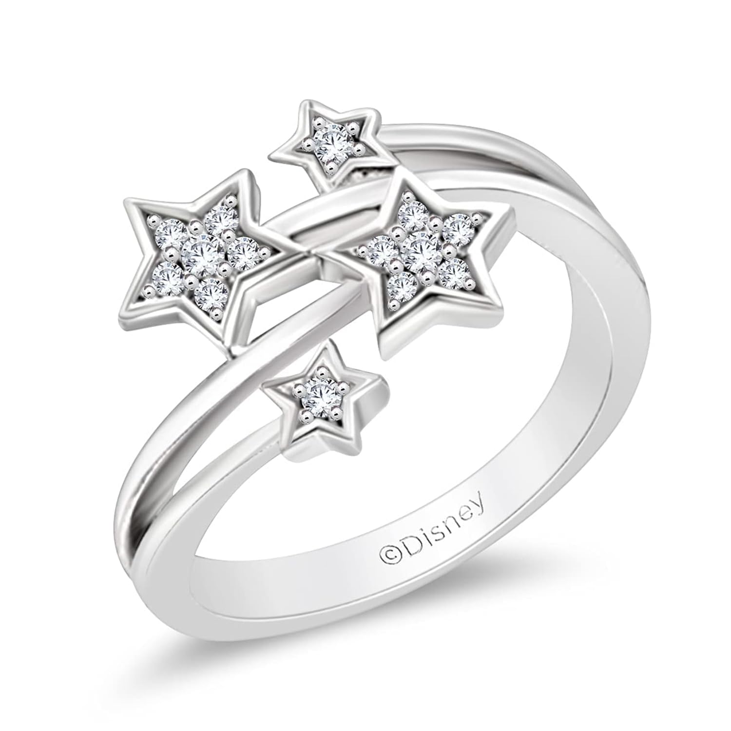 Enchanted Disney Tinkerbell Sterling Silver Ring with 1/10 Cttw Natural White Diamonds - Elegant Jewelry for Women, Perfect Gift for Disney Fans & Fairy Tale Lovers - Ideal for Birthdays, Anniversaries and Special Occasions