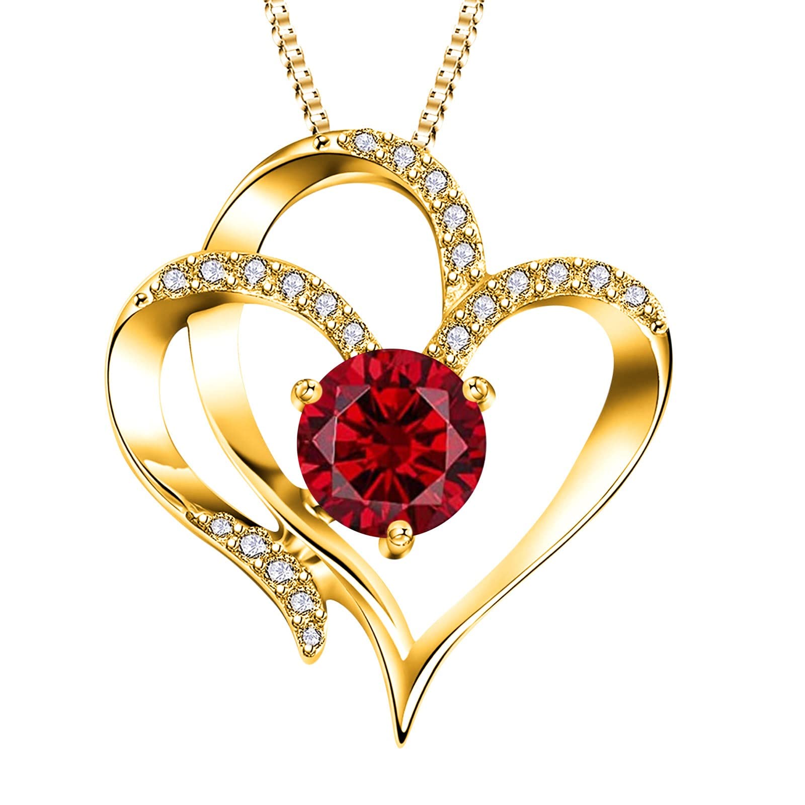 Valentine's Diamond Heart Necklace for Women - Sterling Silver Love Letter Pendant with Zircon Birthstone | Romantic Gift for Her, Anniversary, Birthday & Special Occasions