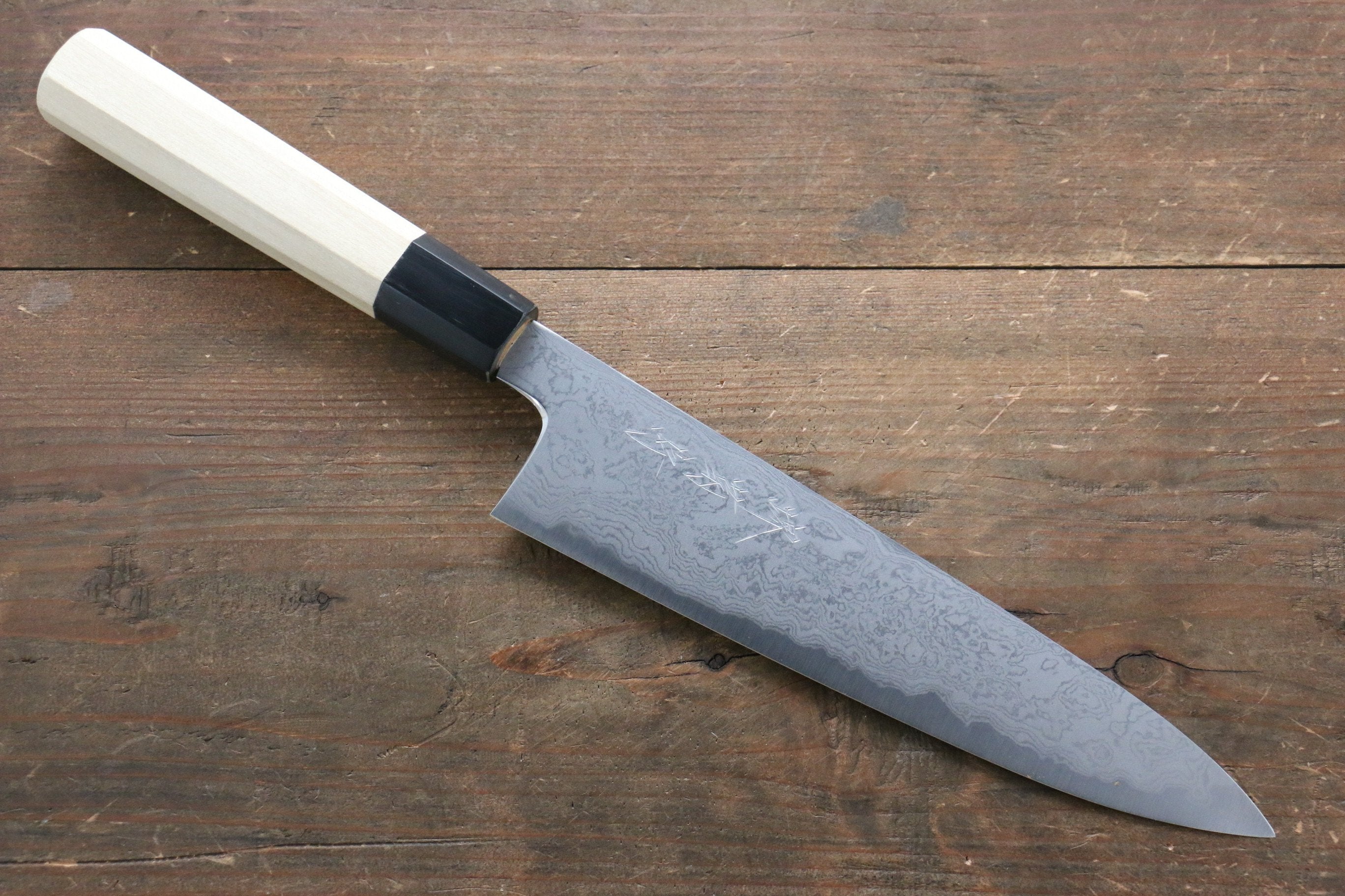 Premium Kikumori Blue Steel No.1 Damascus Gyuto Chef Knife 210mm - Japanese Magnolia Wood Handle - Perfect for Sushi, Meat Slicing & Professional Kitchen Use