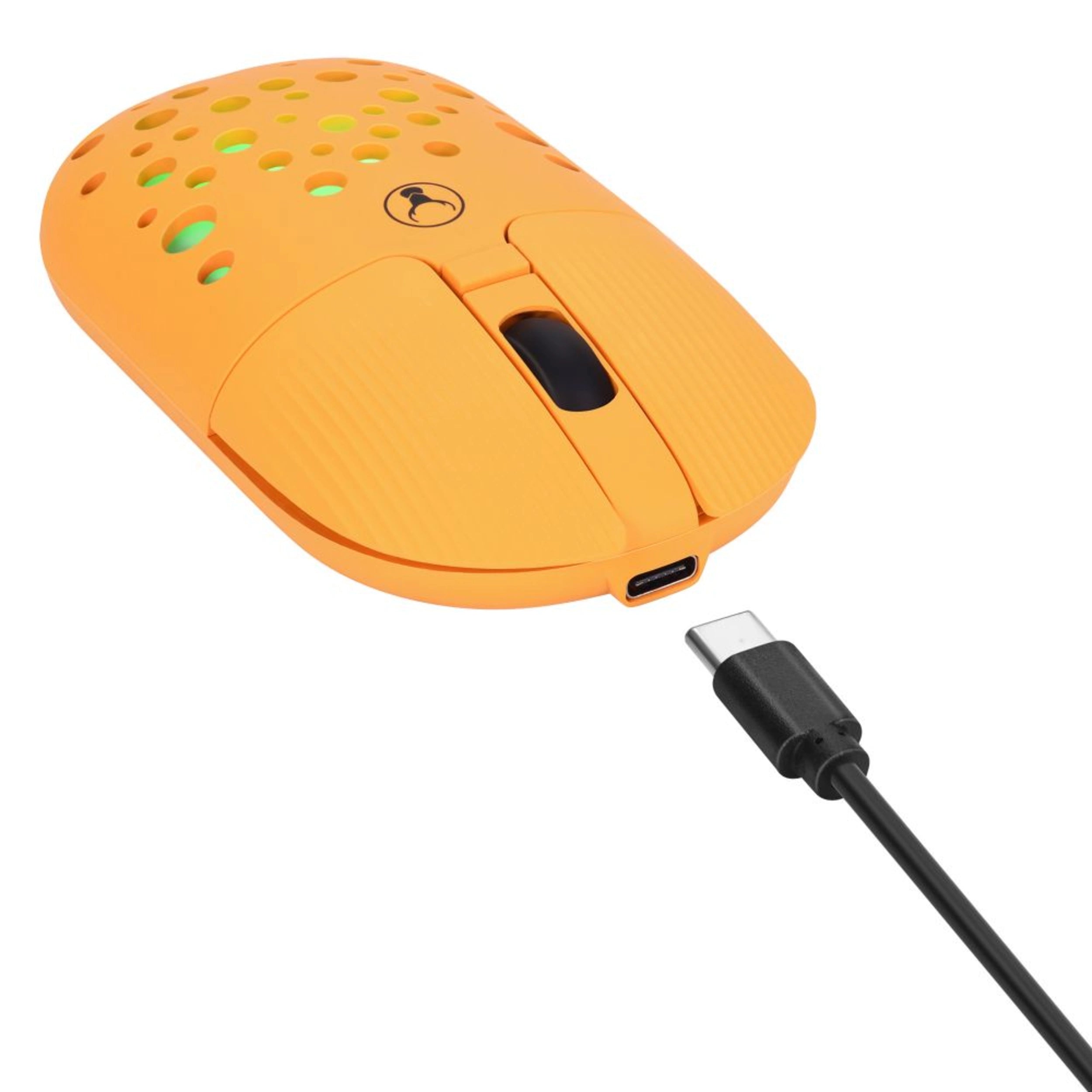 Bonelk Wireless RGB Gaming Mouse with 4D Buttons, 1200 DPI, USB-C Rechargeable, Ergonomic Design - Perfect for PC Gaming, Office Work, and Graphic Design (Orange)