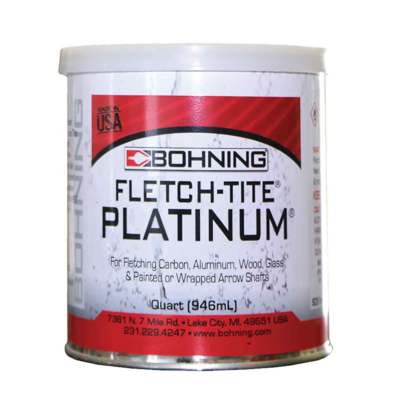 Bohning Fletch Tite Platinum Glue - High Strength Arrow Fletching Adhesive (Quart Can) - Perfect for Archery, Bowhunting, and DIY Arrow Repair