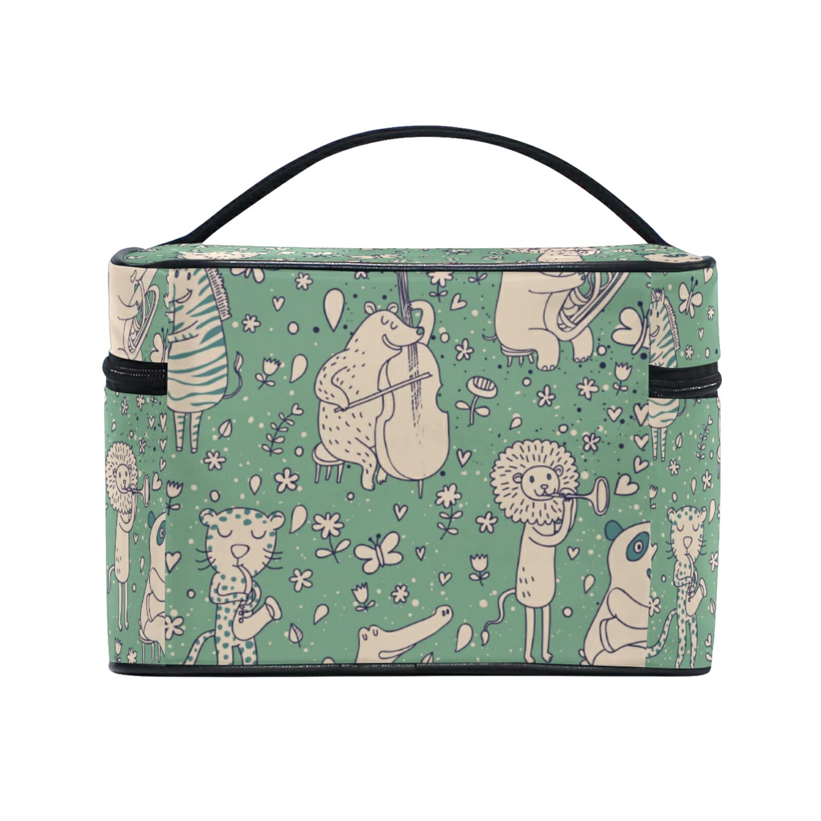 Pink Floral Music Band Cosmetic Bag Organizer - Waterproof Zippered Makeup Pouch & Toiletry Case for Women & Girls - Perfect for Travel, Gym, and Daily Essentials Storage