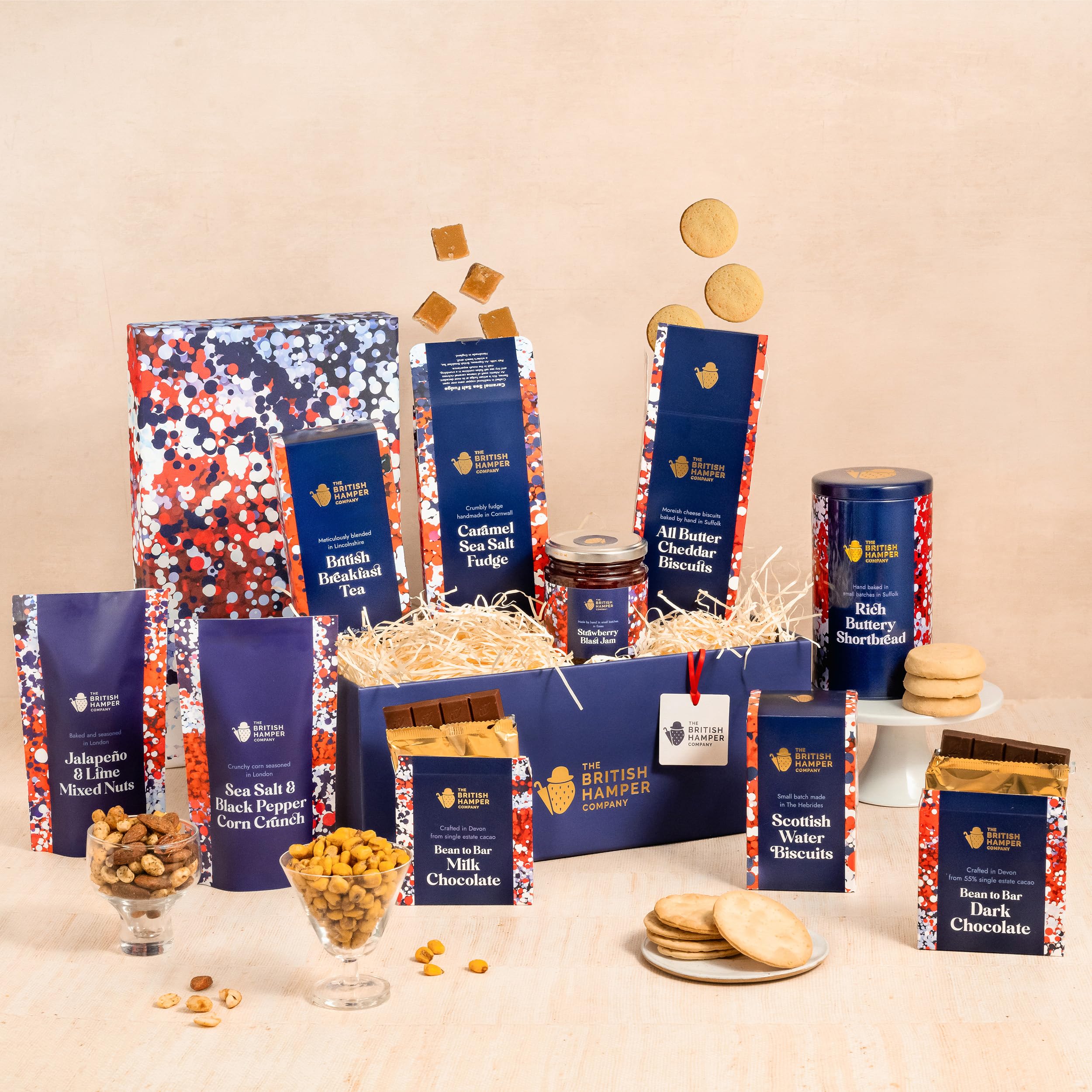 Premium British Food Gift Basket with Gift Card - Gourmet Snacks, Tea & Biscuits - Perfect for Holidays, Birthdays & Corporate Gifts