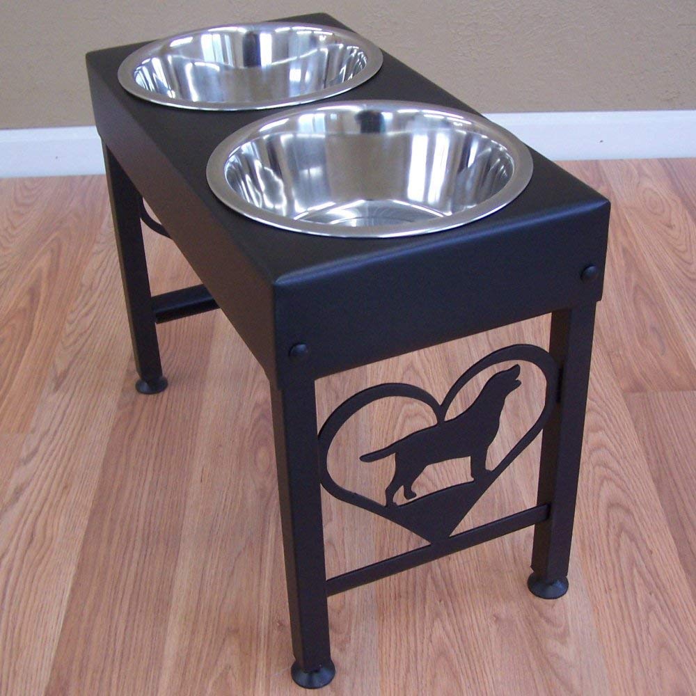 16 Inch Elevated Dog Feeder Stand with Double 3 Quart Bowls for Labrador Retrievers - Perfect for Large Breed Feeding and Comfort